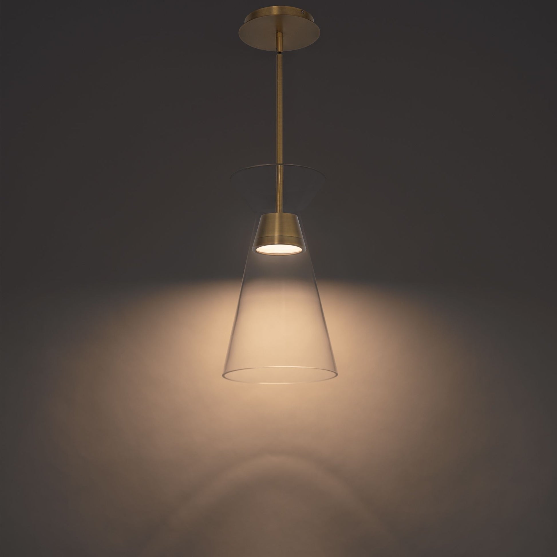 Chandra 14" LED Mini Pendant, Aged Brass Finish - Bees Lighting