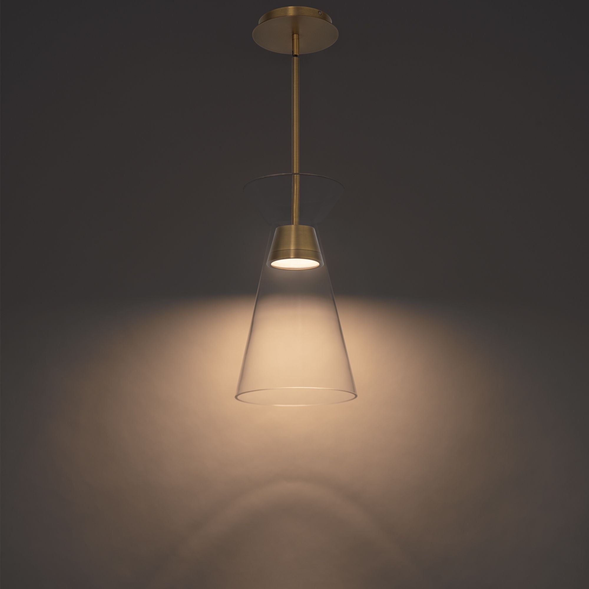 Chandra 14" LED Mini Pendant, Aged Brass Finish - Bees Lighting