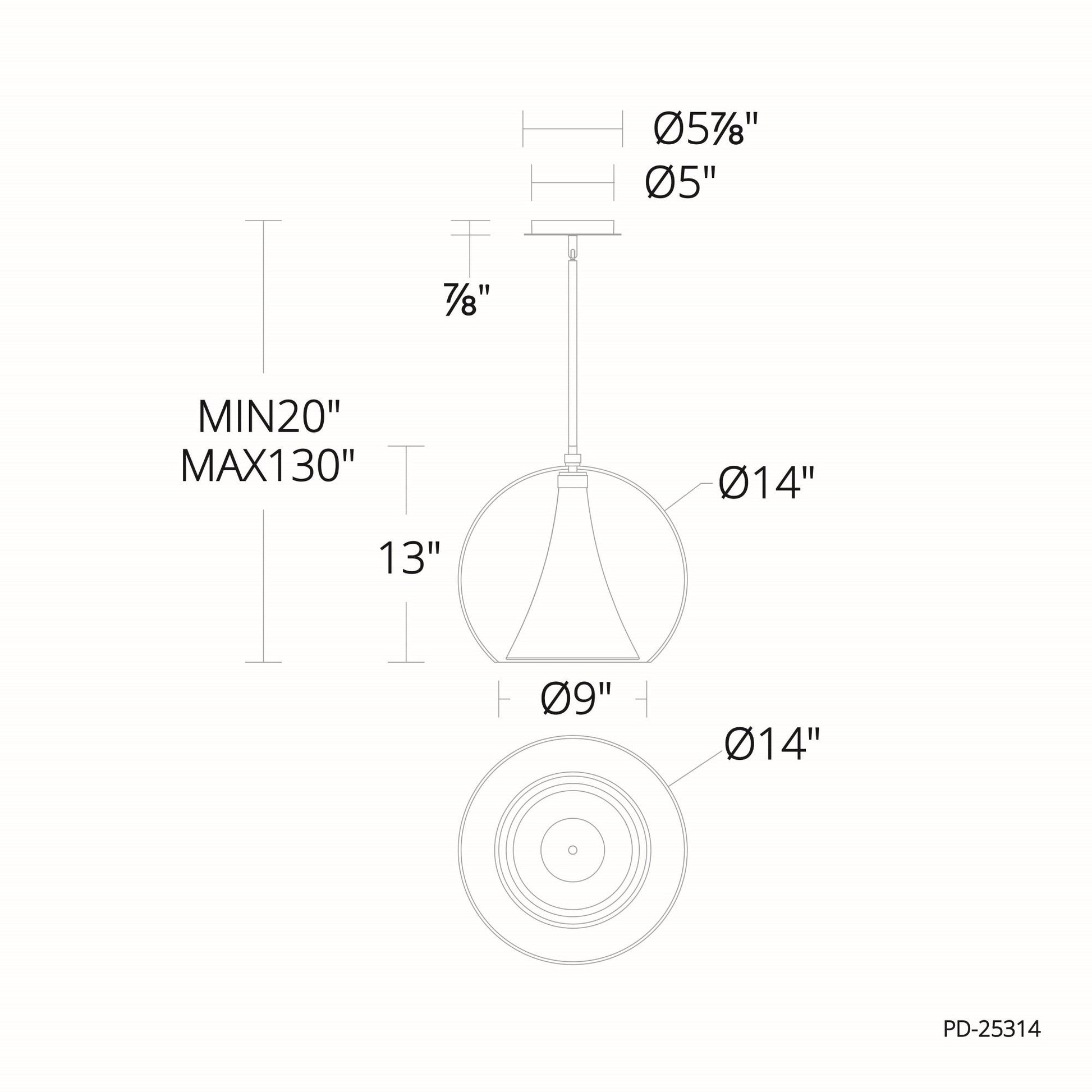 Chantilly 14" LED Pendant, Black Finish - Bees Lighting