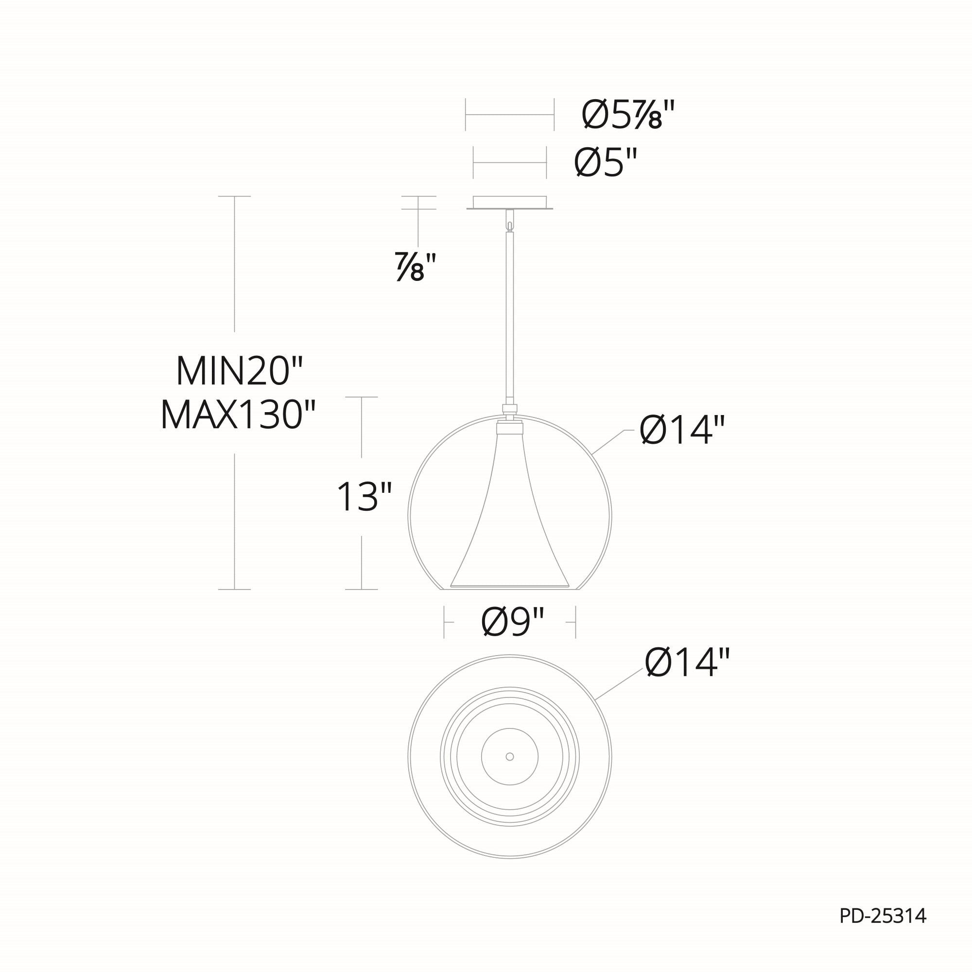 Chantilly 14" LED Pendant, Black Finish - Bees Lighting