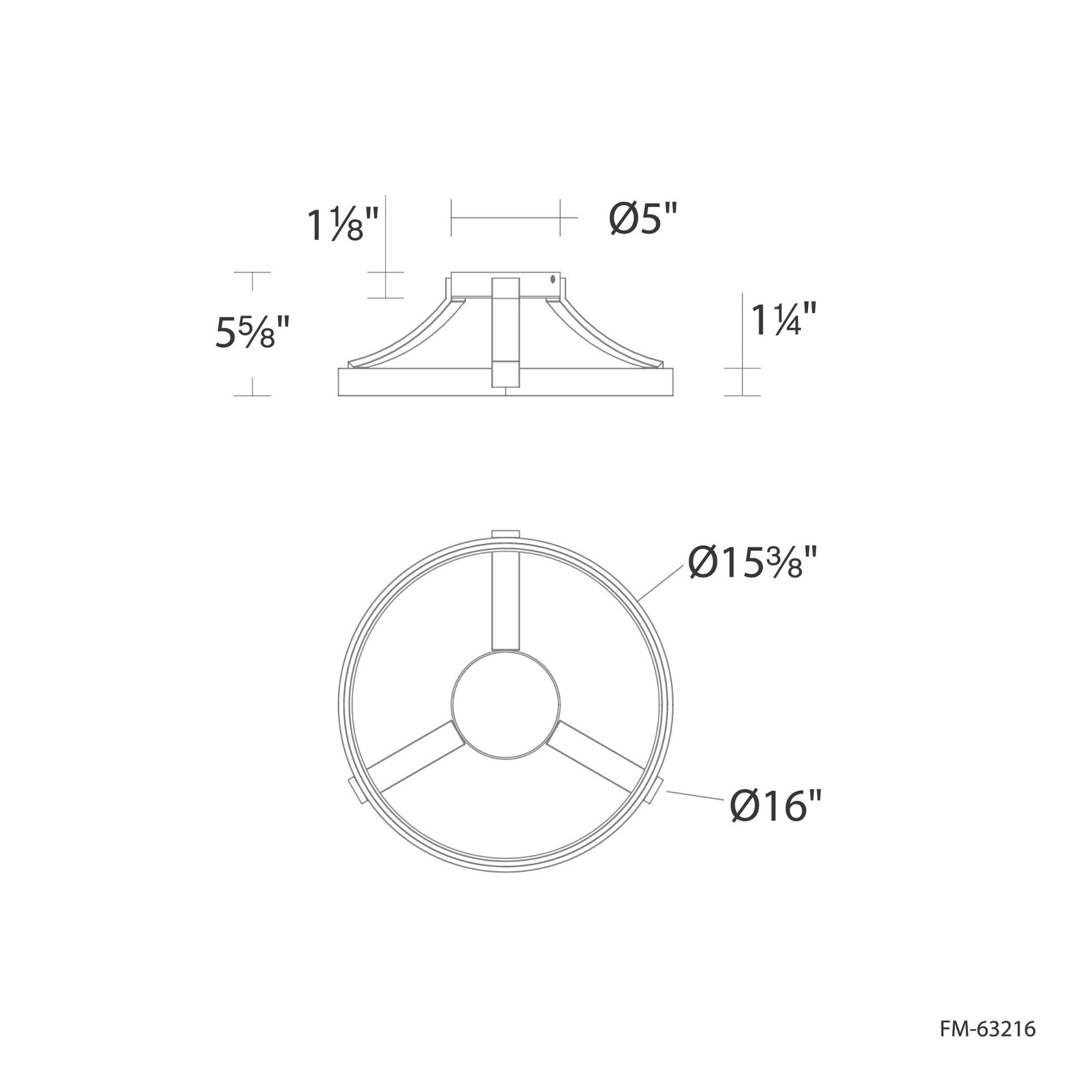 Chaucer 16" LED Flush Mount, Black Finish - Bees Lighting