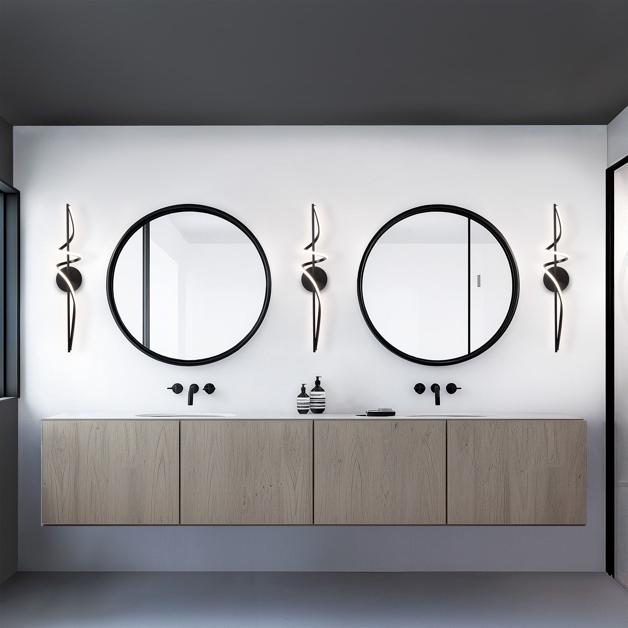 Corkscrew 34" LED Wall Sconce, 4CCT, Black Finish