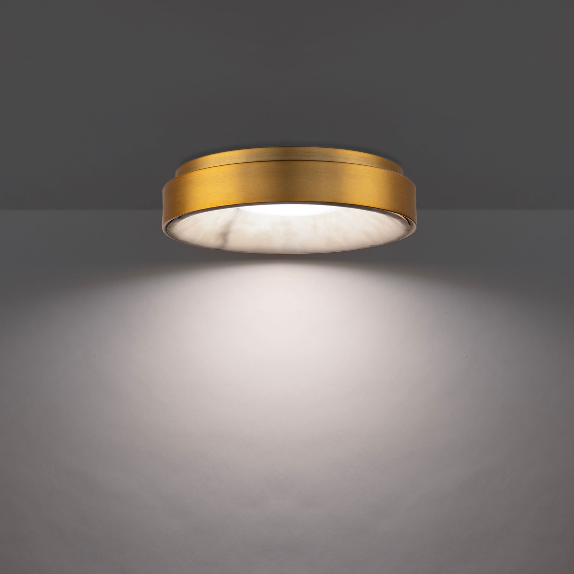 Crackle 14" LED Flush Mount, Aged Brass Finish