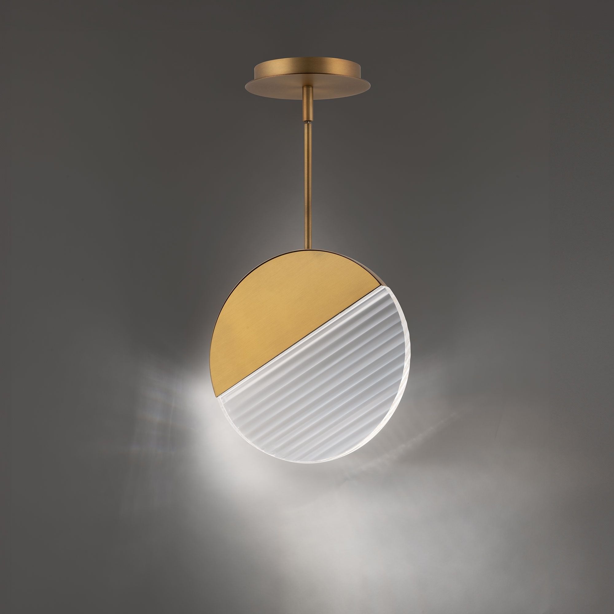 Crescent 10" LED Mini Pendant, 4CCT, Aged Brass Finish