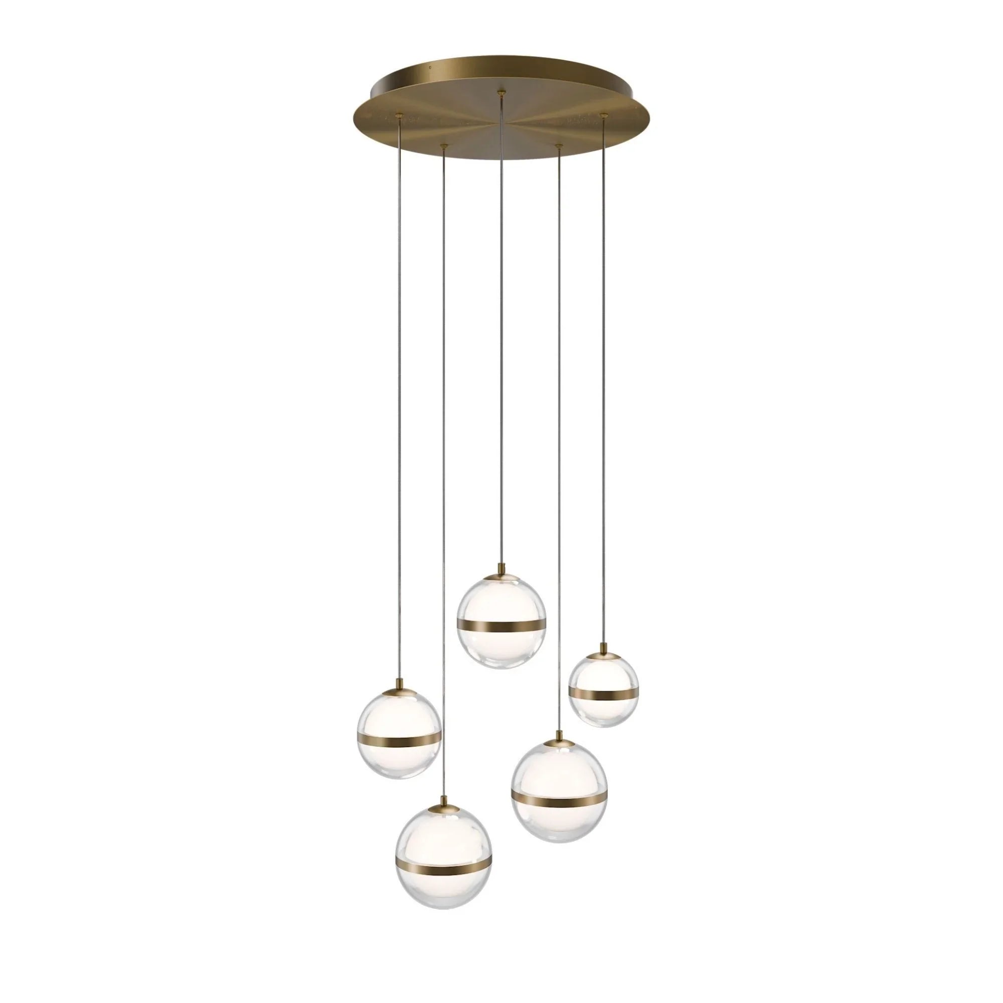 Cyllindra 17" LED Chandelier, 4CCT, Aged Brass Finish