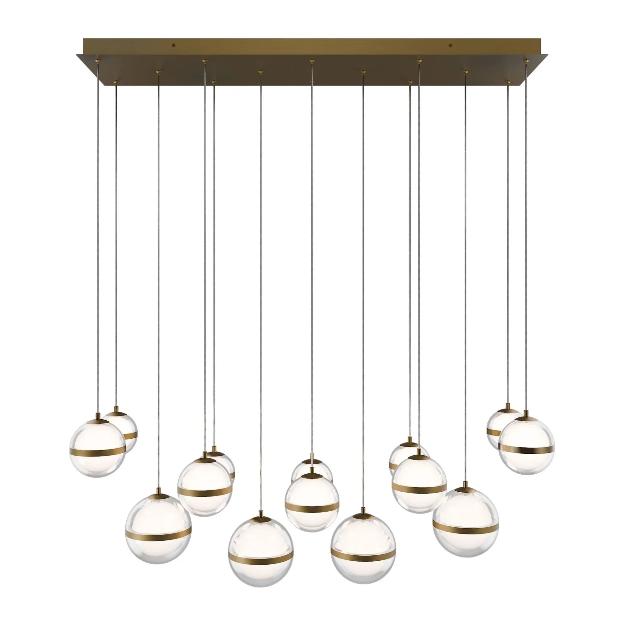 Cyllindra 42" LED Chandelier, 4CCT, Aged Brass Finish