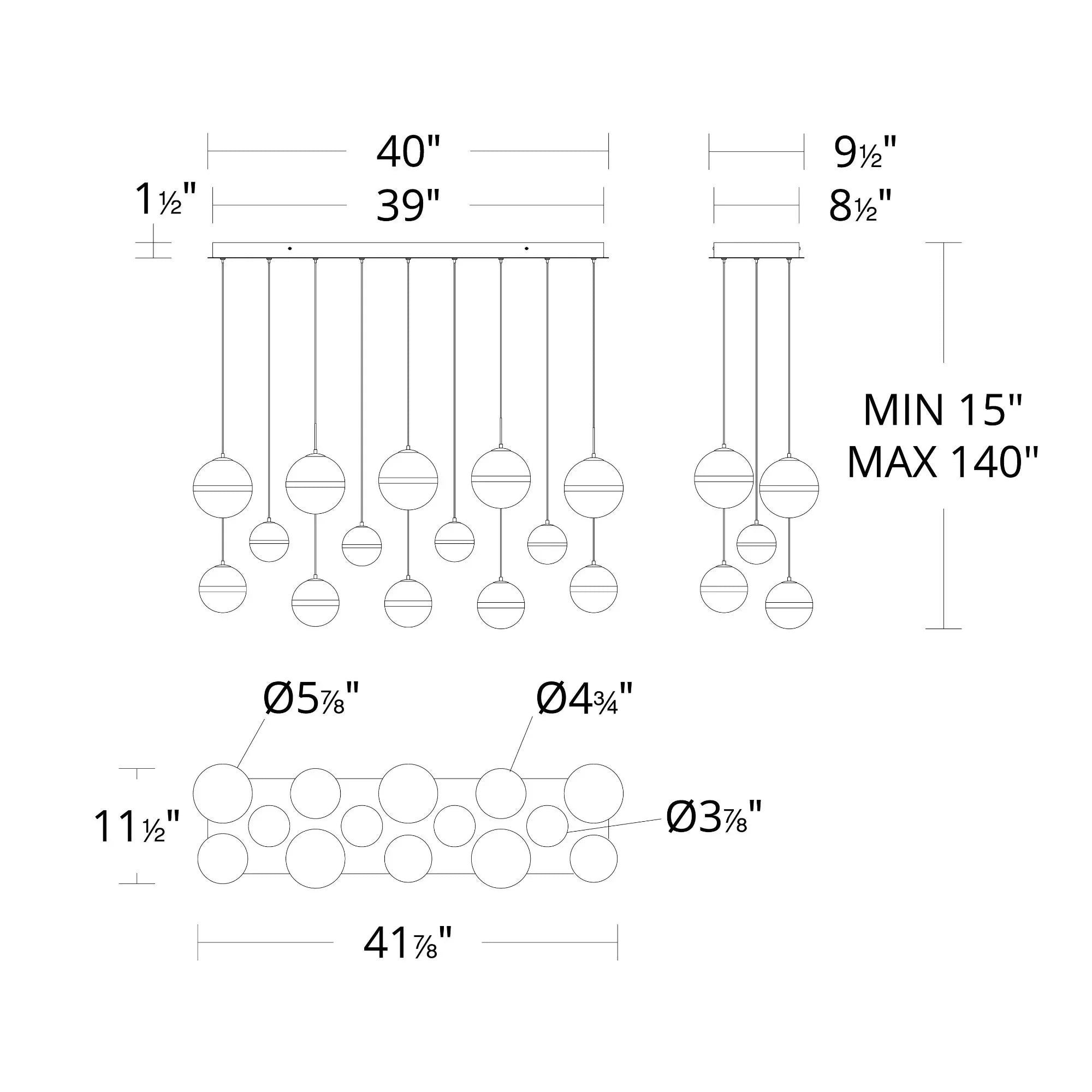 Cyllindra 42" LED Chandelier, 4CCT, Aged Brass Finish