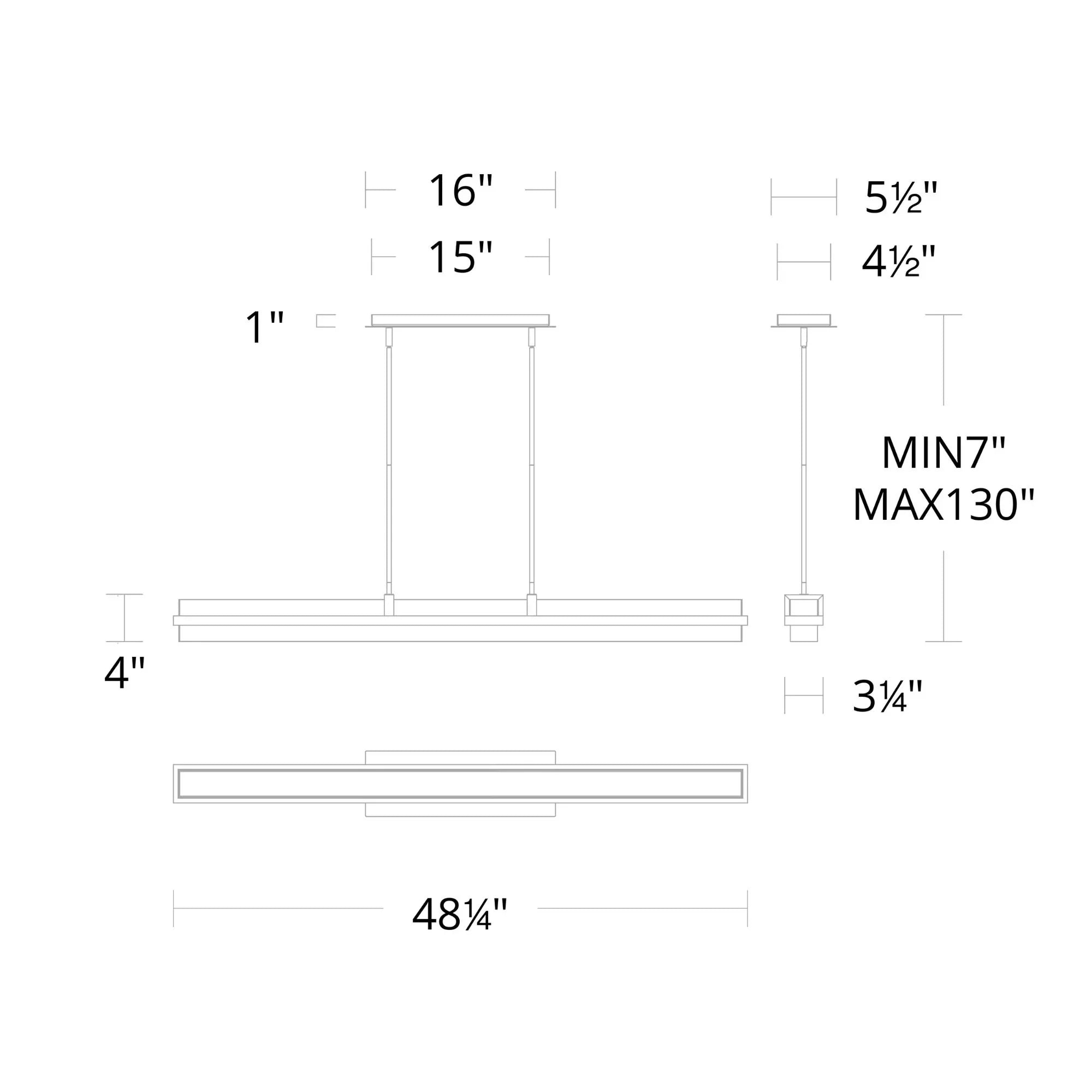 Desmond 48" Linear LED Pendant, 4CCT, Black/Aged Brass Finish