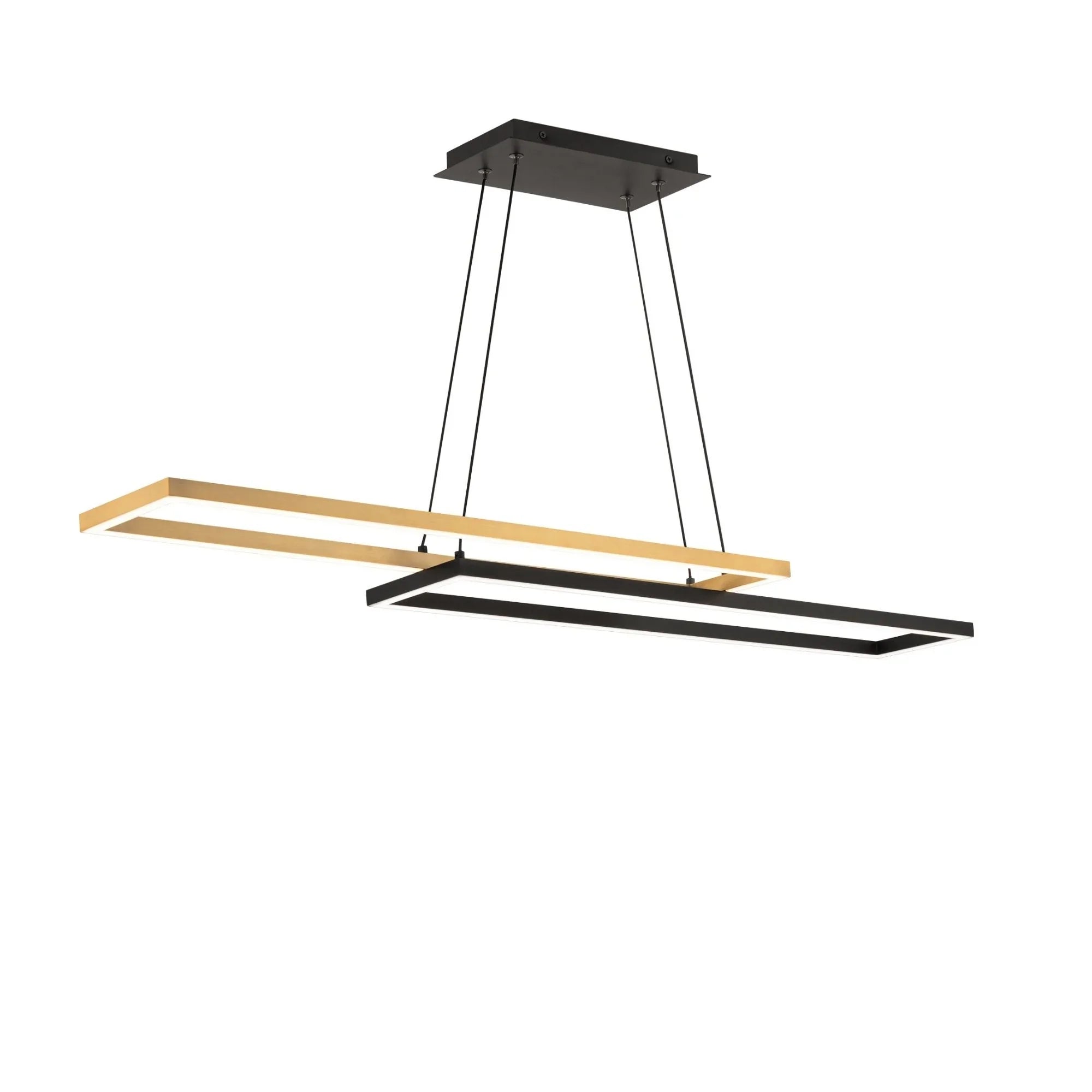 Double Entendre 42" LED Linear Pendant, 4CCT, Black/Aged Brass Finish