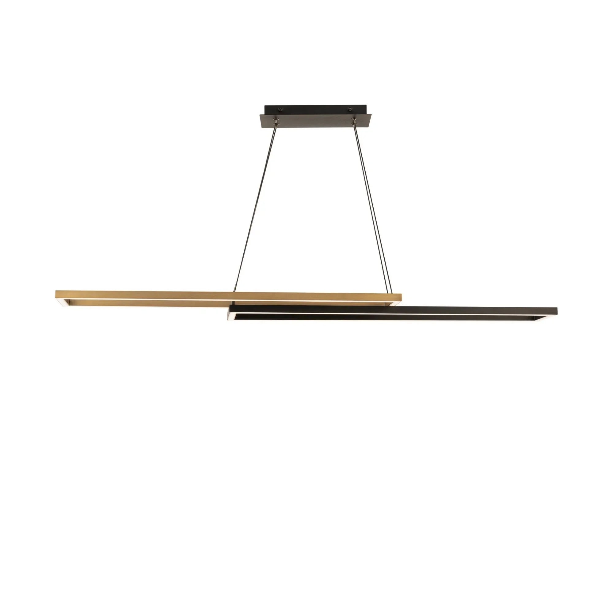 Double Entendre 42" LED Linear Pendant, 4CCT, Black/Aged Brass Finish