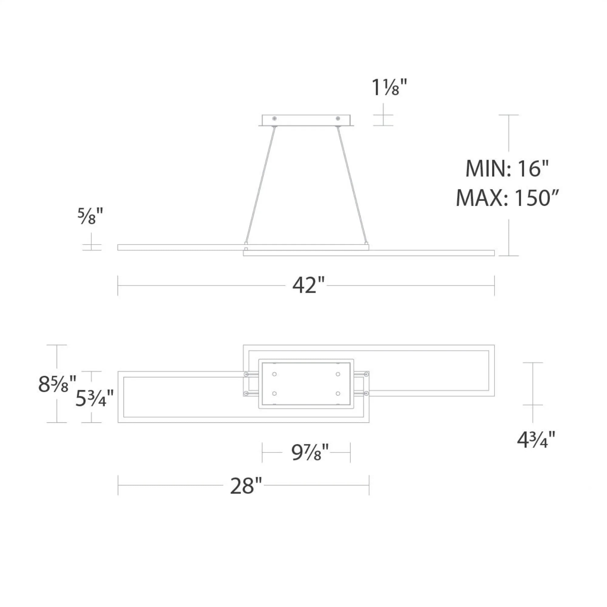 Double Entendre 42" LED Linear Pendant, 4CCT, Black/Aged Brass Finish