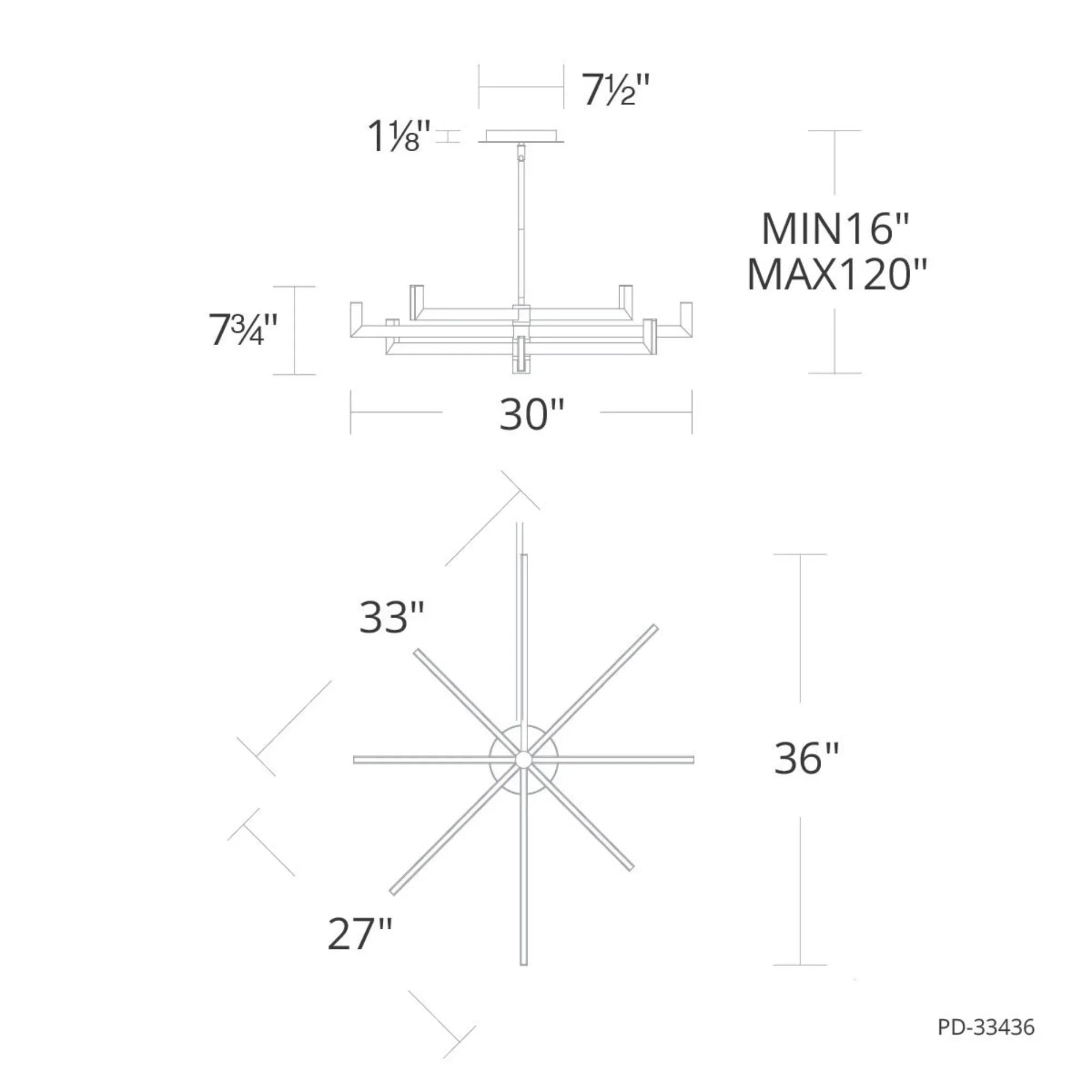 Ferrous 36" LED Chandelier, 4CCT, Black Finish