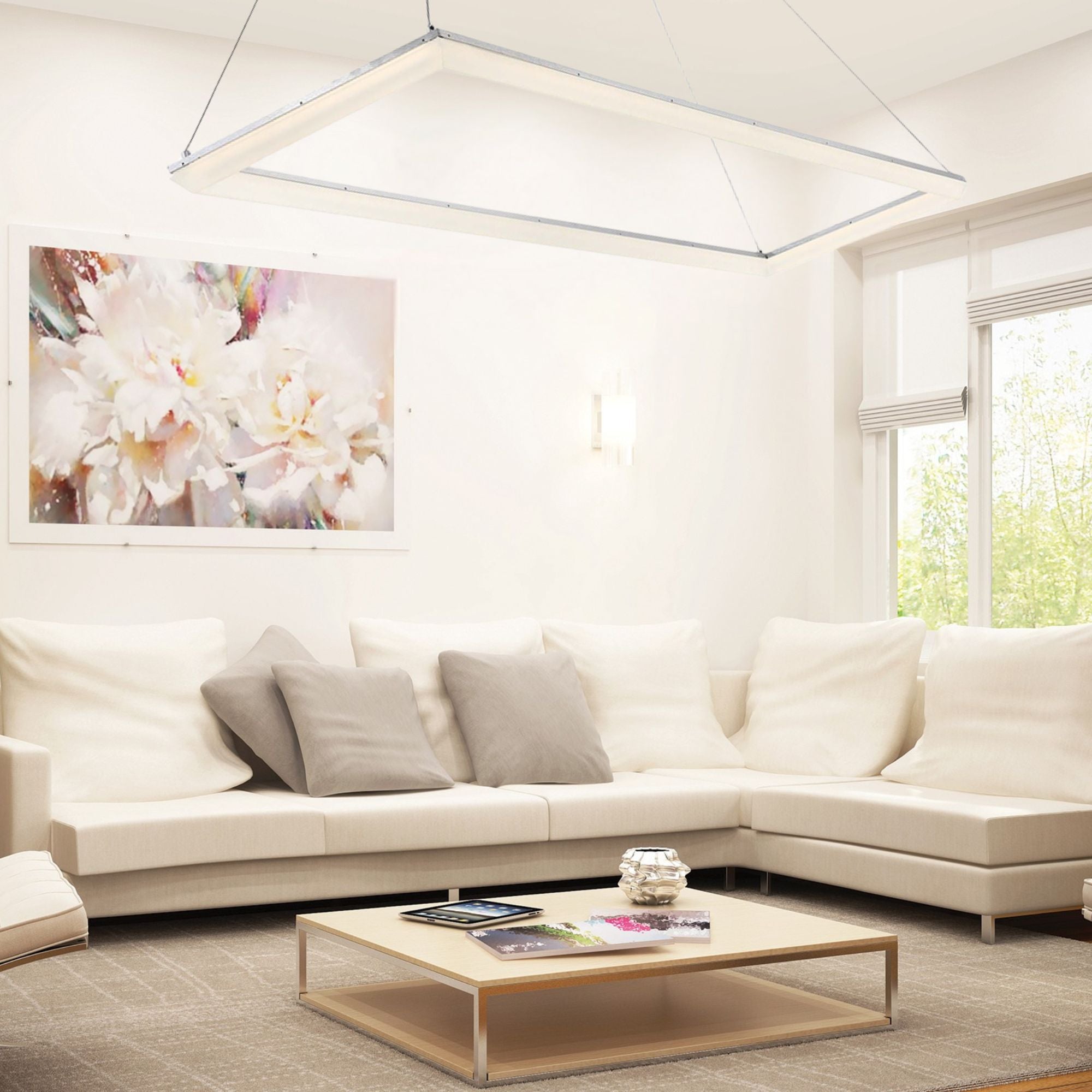 Frame 58 in. LED Pendant Light Aluminum Finish