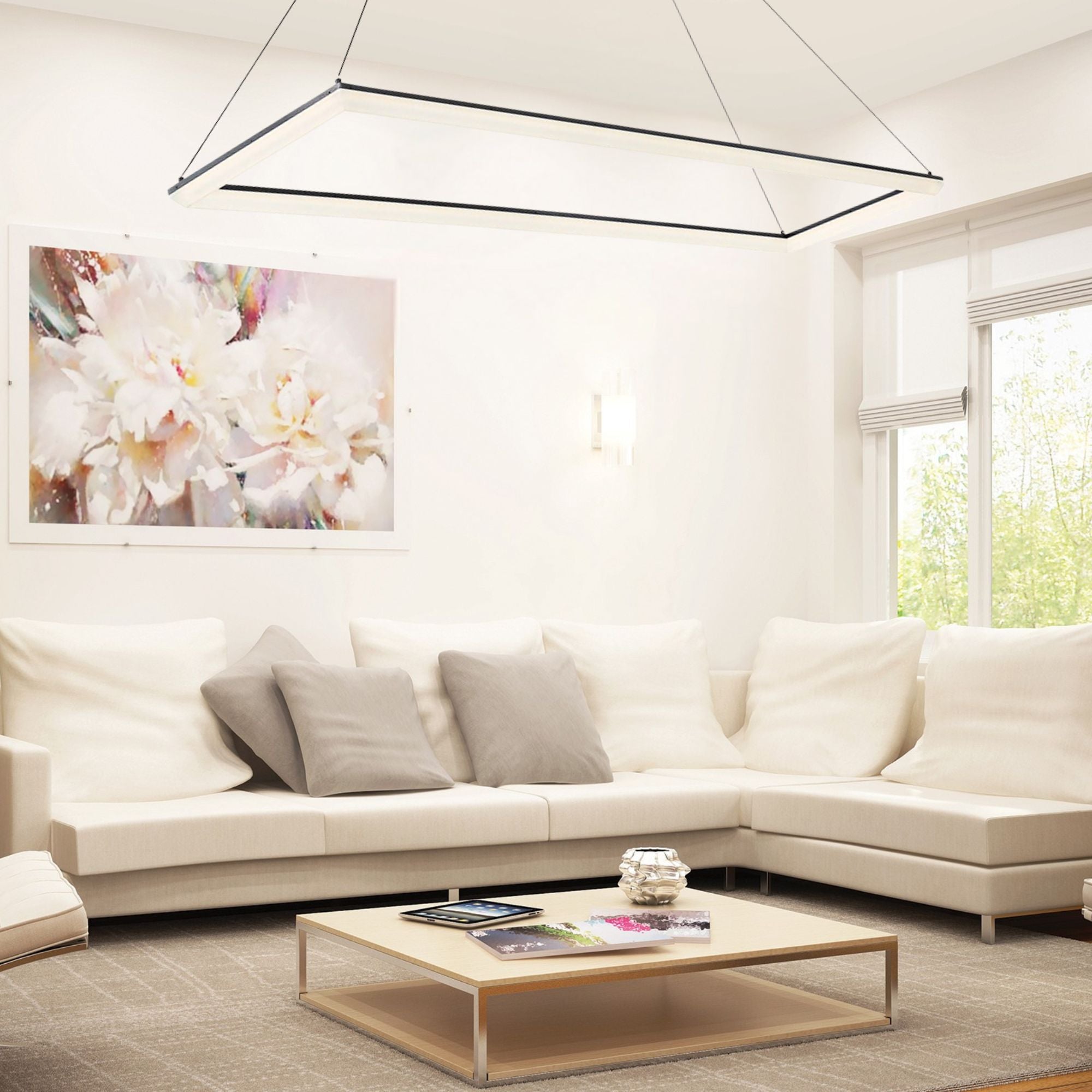 Frame 58 in. LED Pendant Light Black Finish