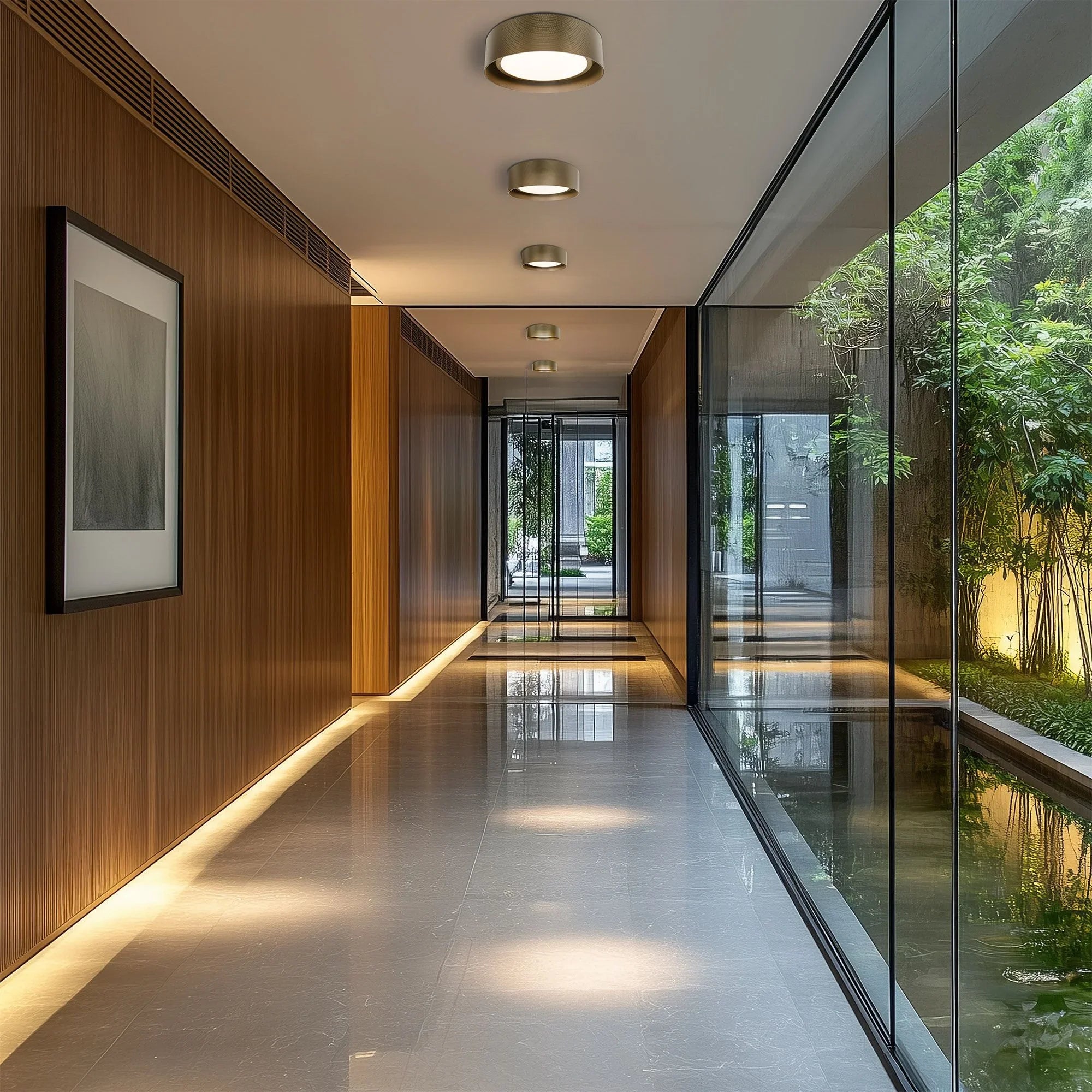 Grille 18" LED Flush Mount, 4CCT, Aged Brass Finish