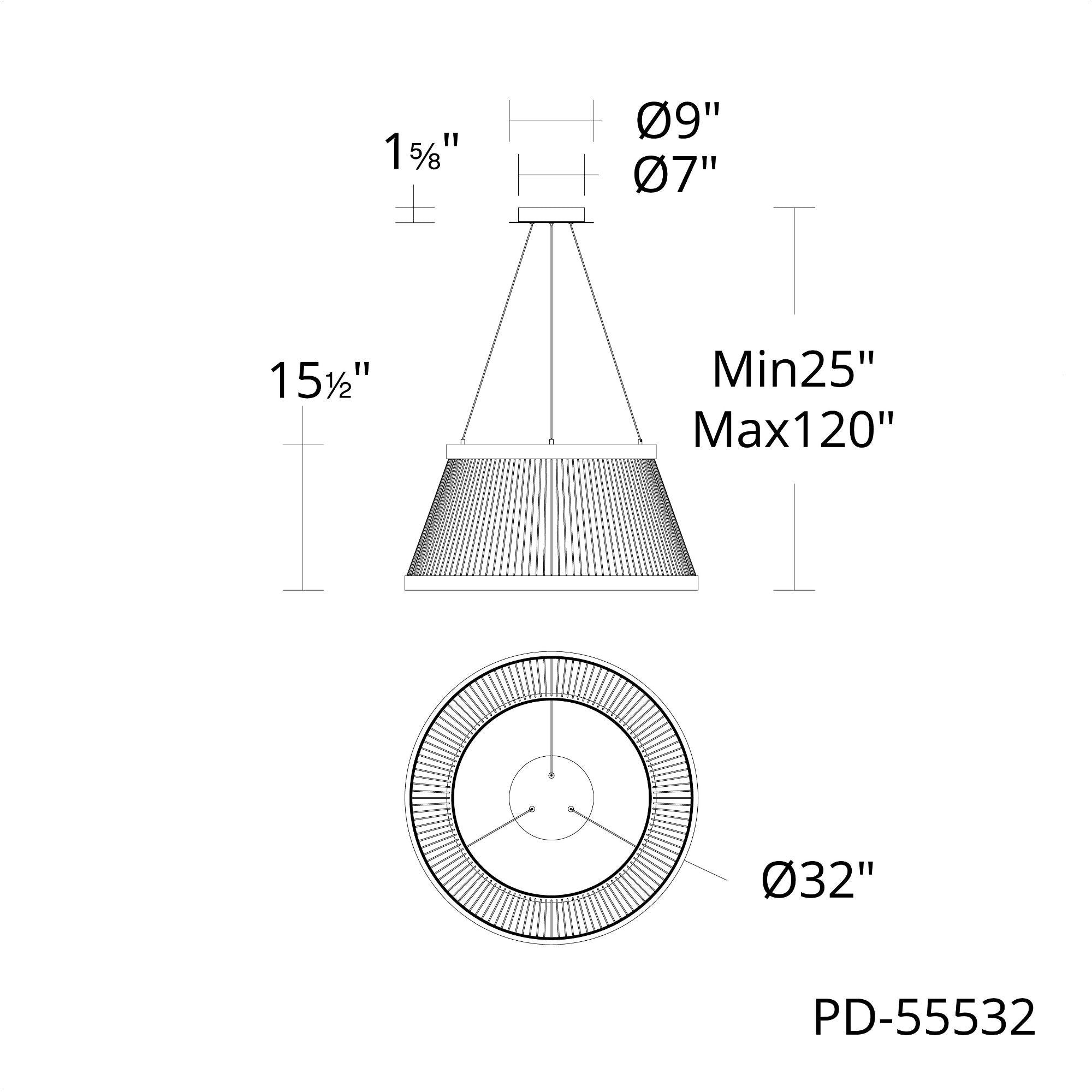 Grohle 31" LED Pendant, 4CCT, Black Finish