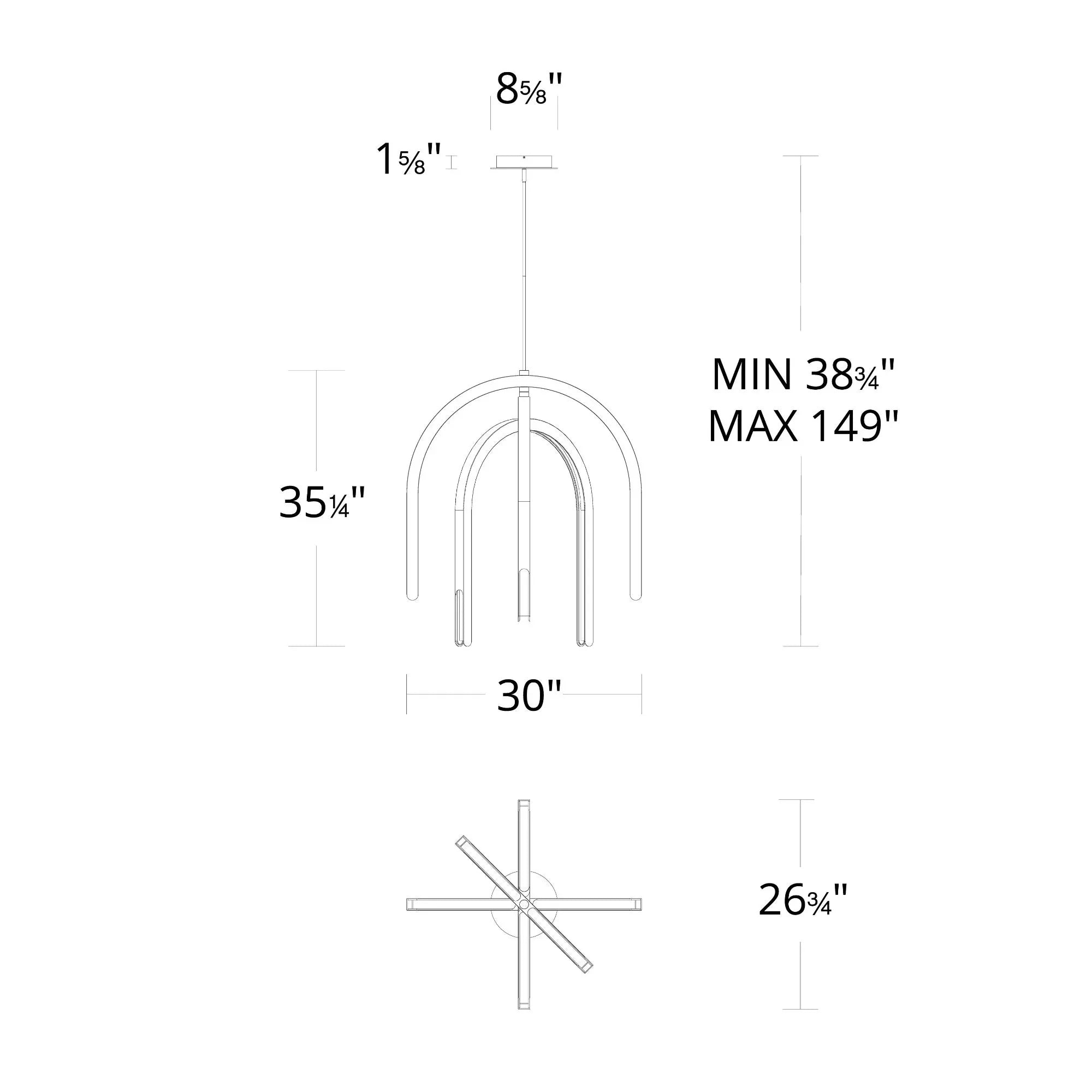 Helmet 34" LED Pendant, 4CCT, Aged Brass Finish