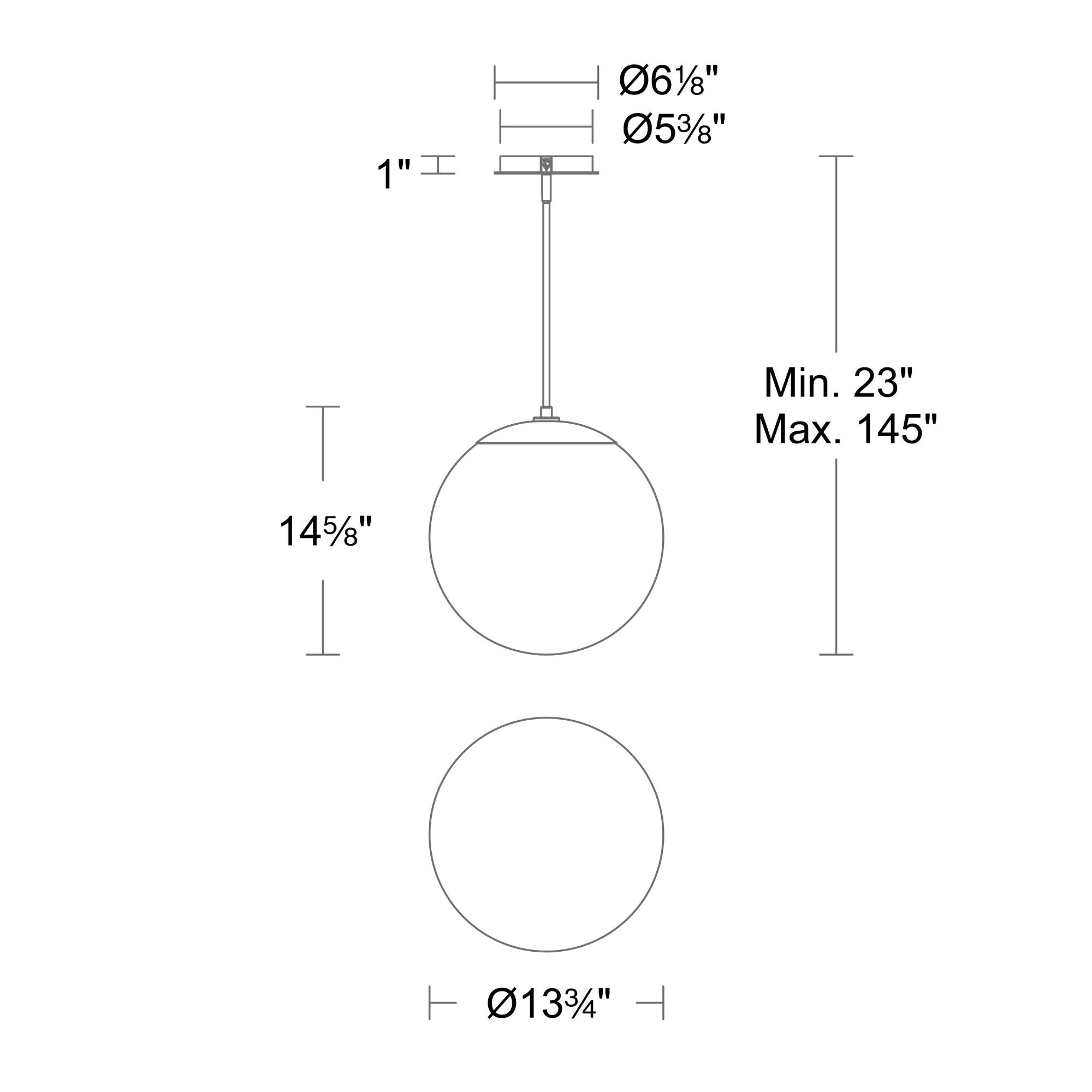 WAC Honeymooner 15" LED Pendant, Black Finish