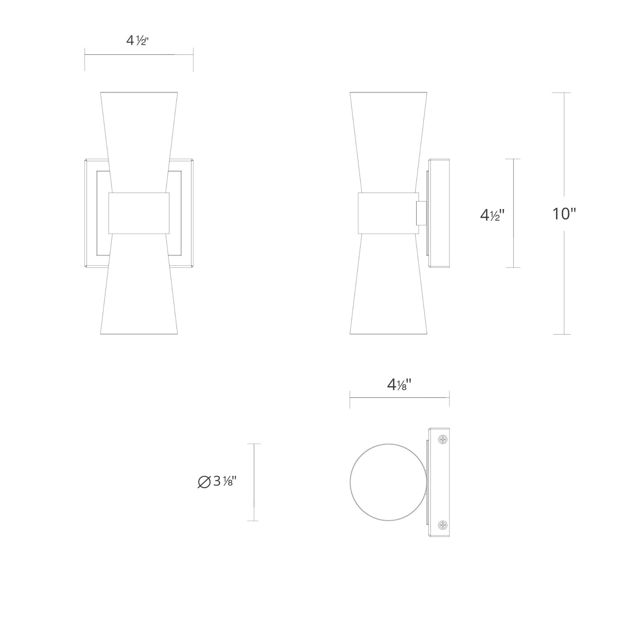 Hourglass 10" LED Wall Sconce, 4CCT, Black Finish