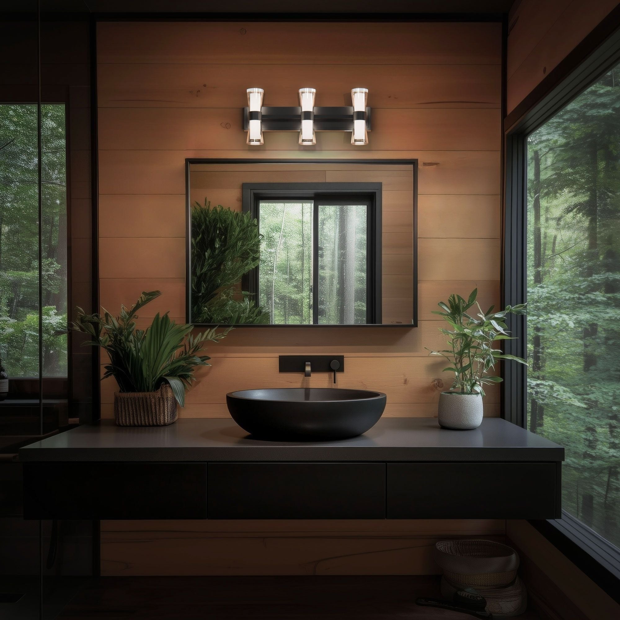 Hourglass 24" LED Wall Sconce, 4CCT, Black Finish