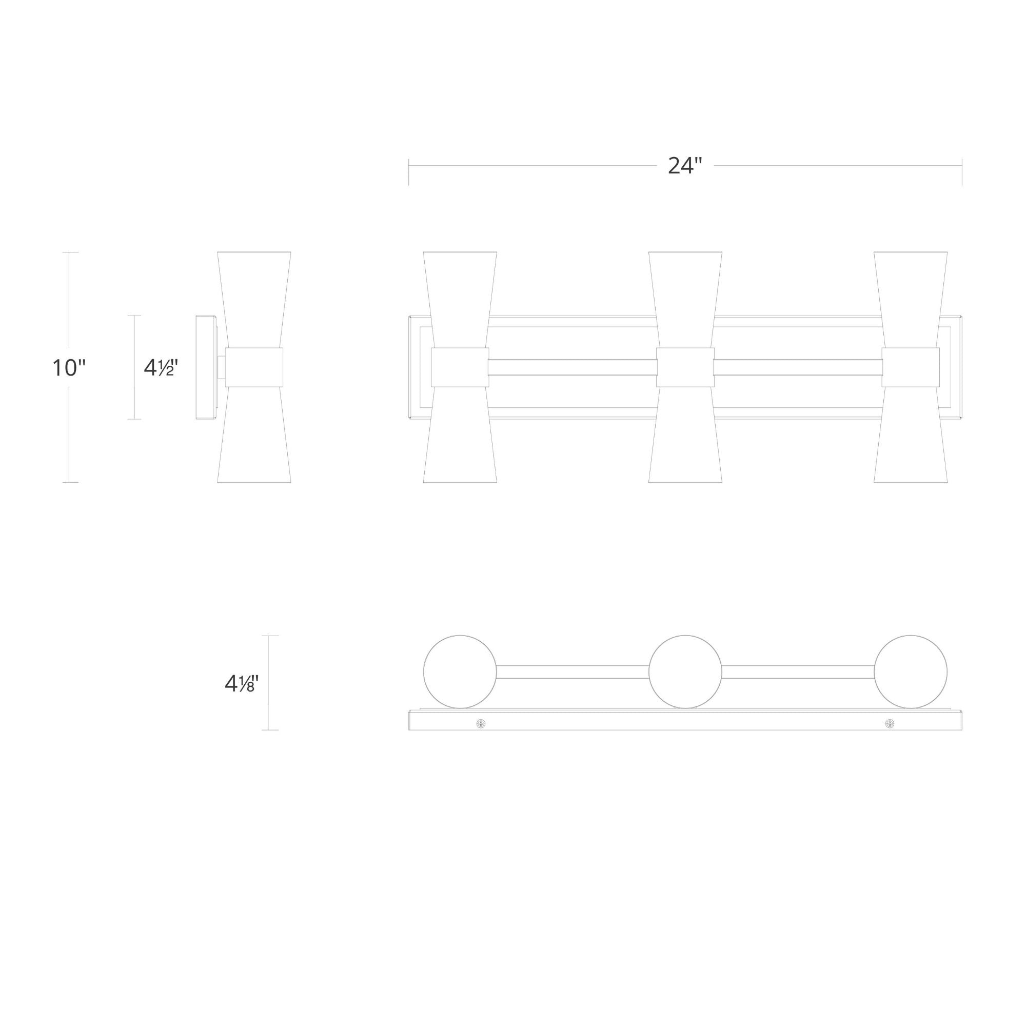 Hourglass 24" LED Wall Sconce, 4CCT, Black Finish