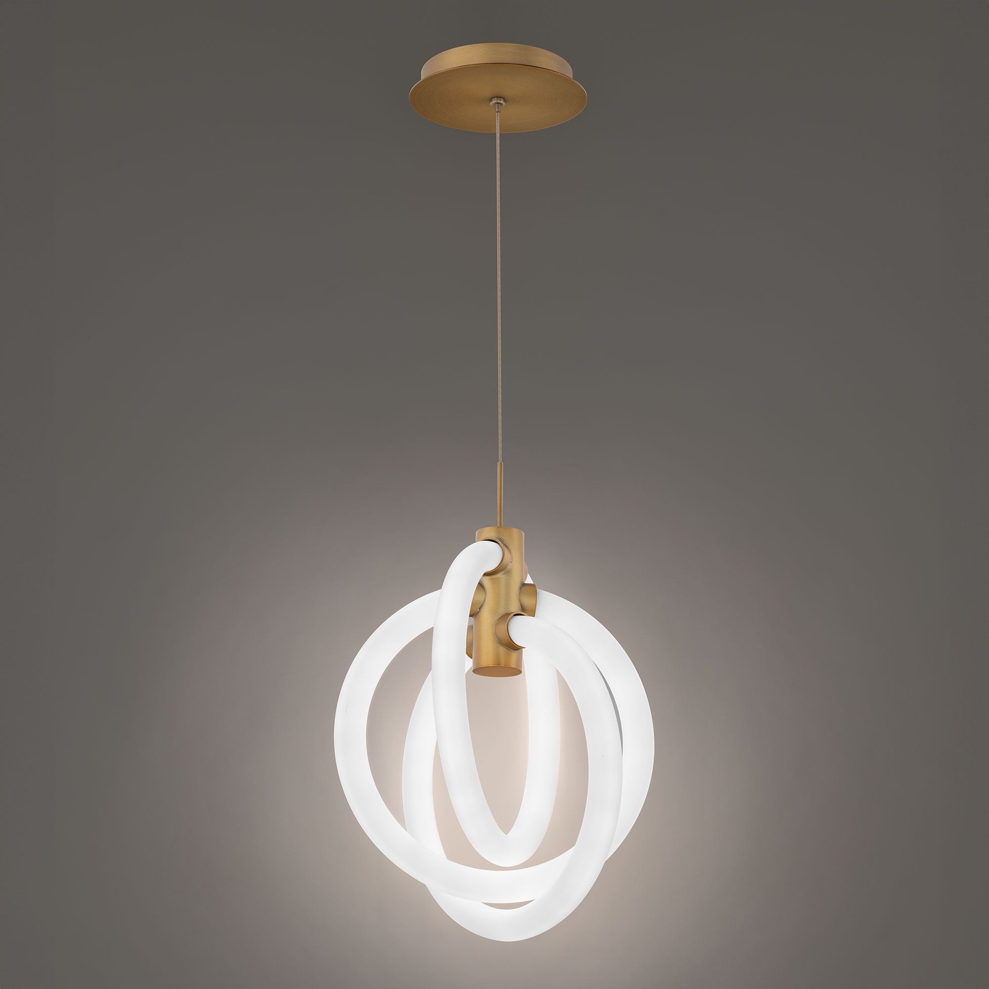 Knot 13" LED Mini Pendant, 4CCT, Aged Brass Finish