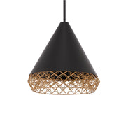Lacey 16" LED Pendant, Black/Gold Finish - Bees Lighting