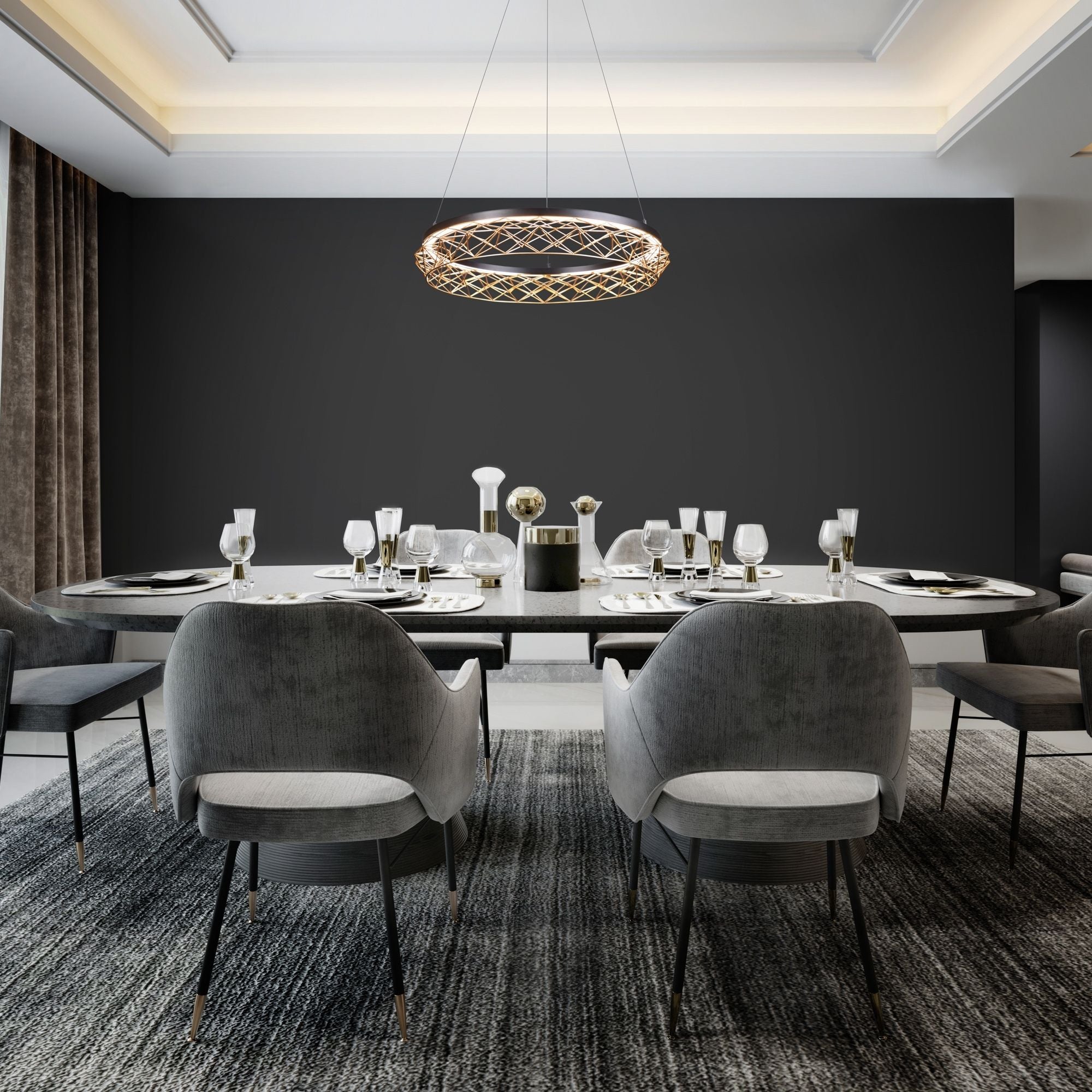 Lacey 27" LED Pendant, Black/Gold Finish