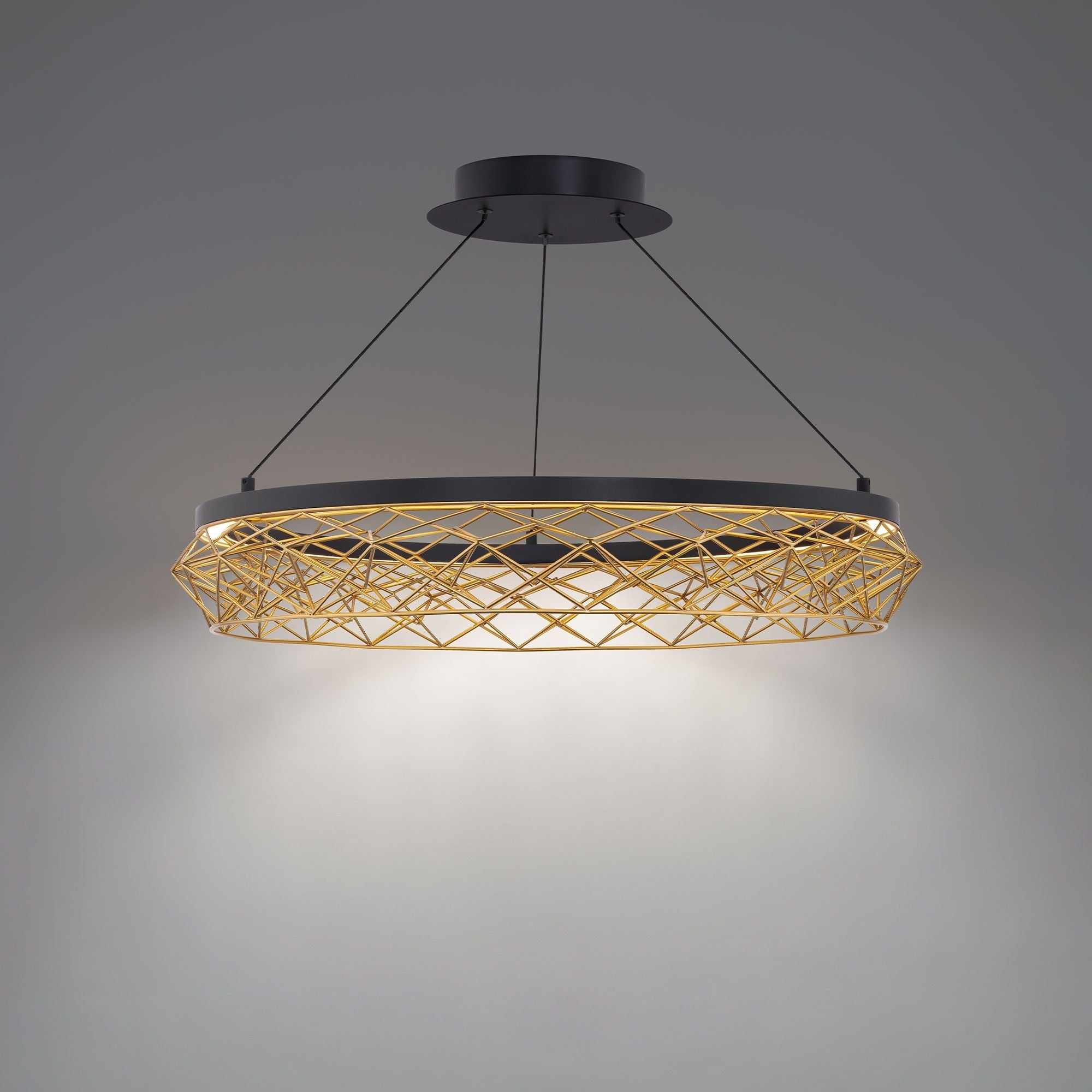 Lacey 27" LED Pendant, Black/Gold Finish