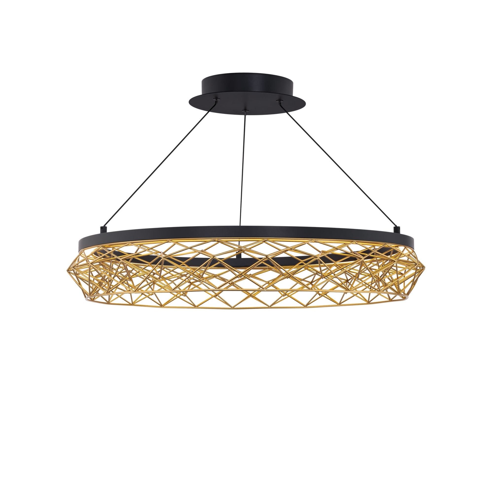 Lacey 27" LED Pendant, Black/Gold Finish