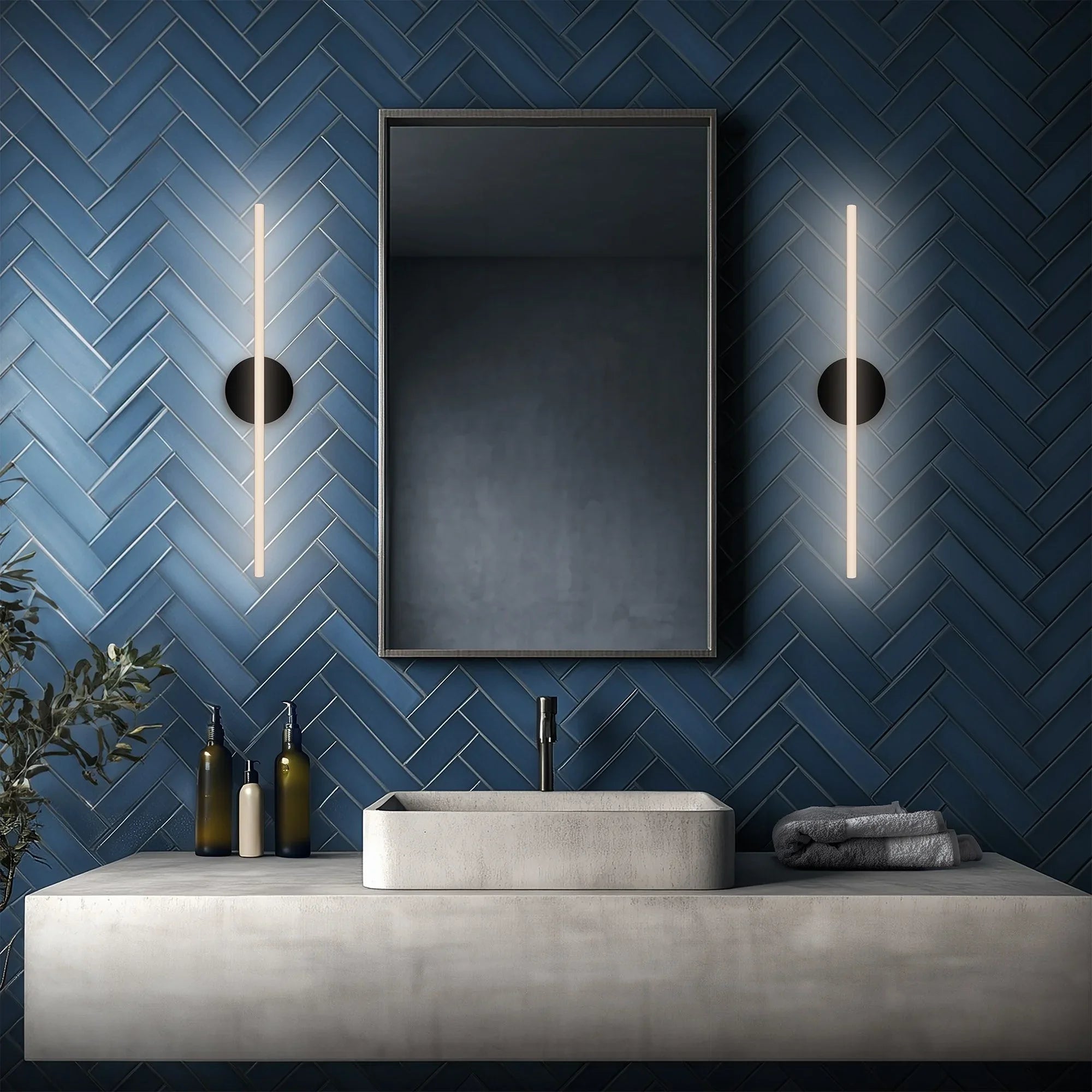 Lanky 27" LED Wall Sconce, 4CCT, Black Finish