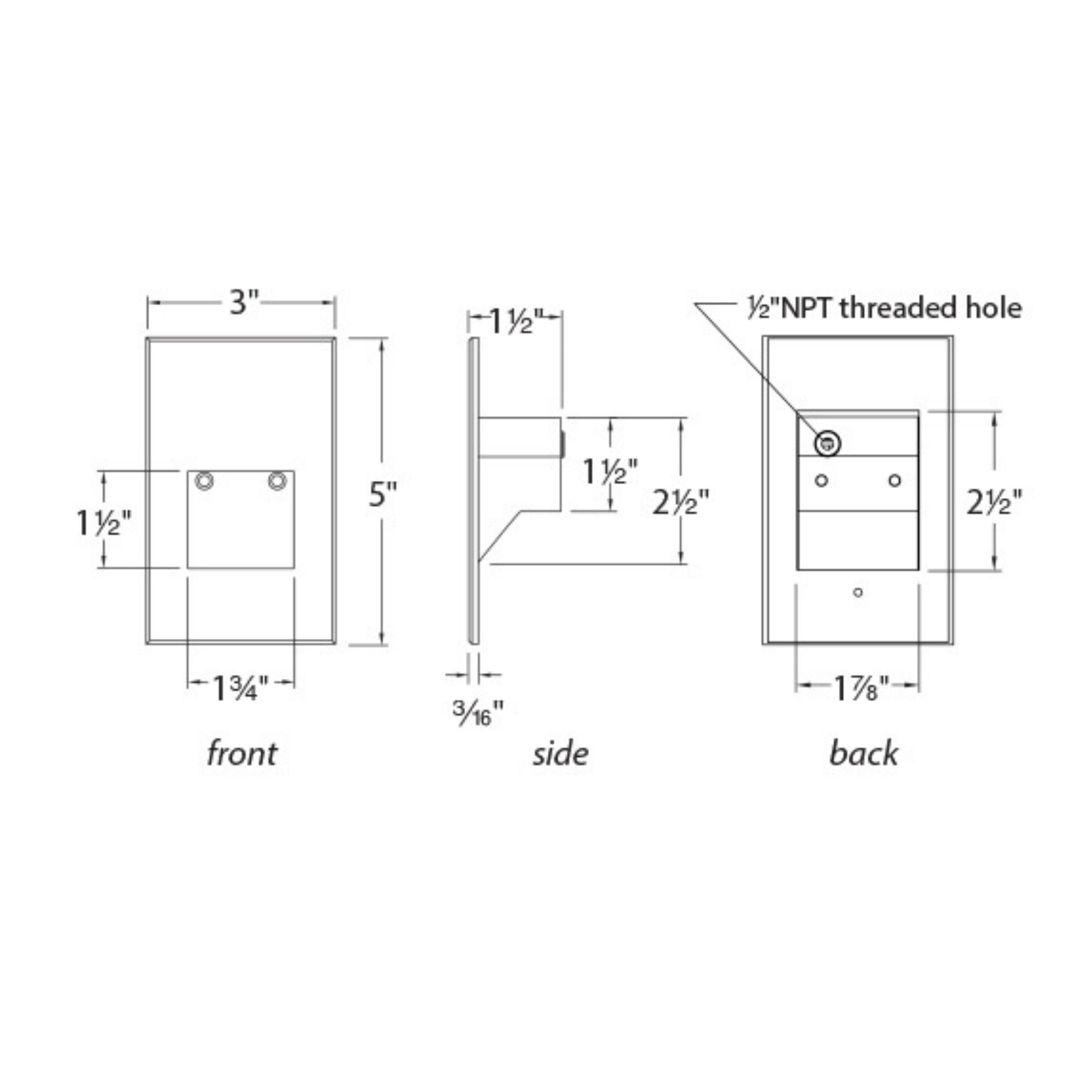 5" High LED Step and Wall Light, Black on Aluminum Finish, 2700K