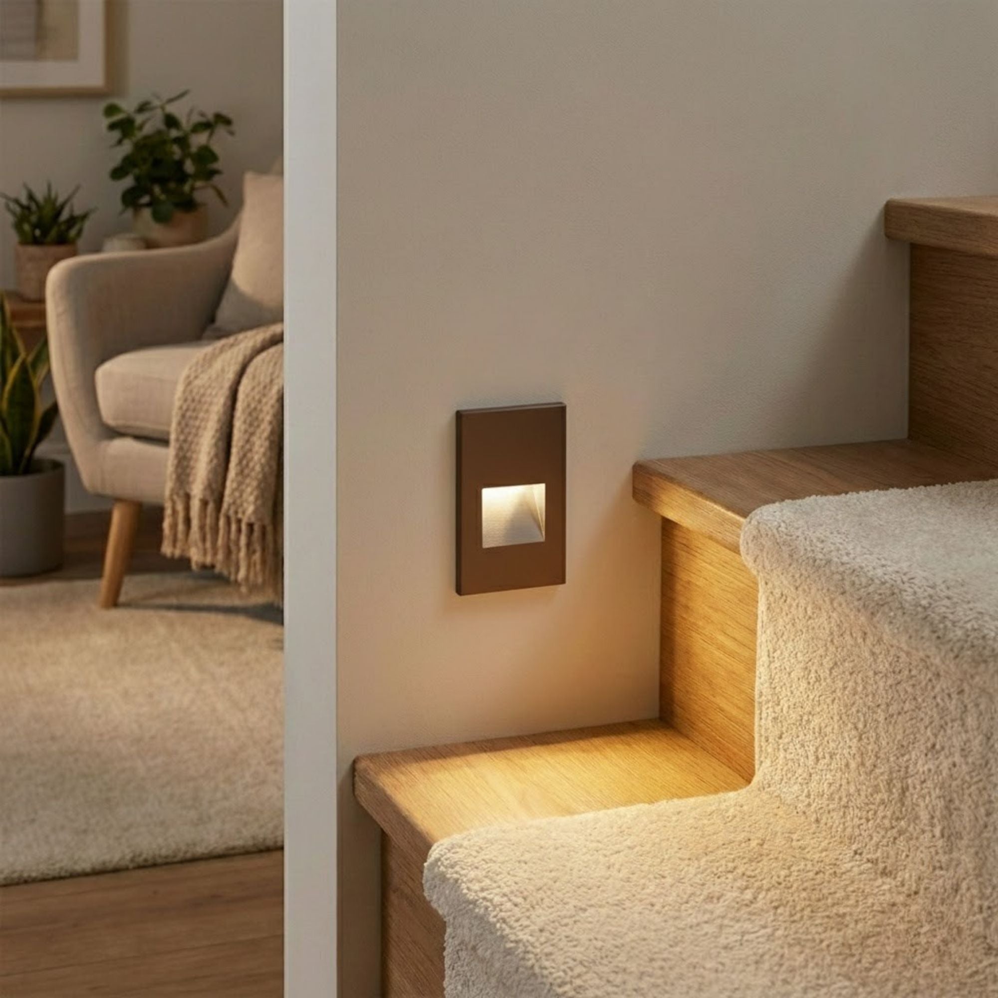 5" High LED Step and Wall Light, Bronze on Aluminum Finish, 2700K