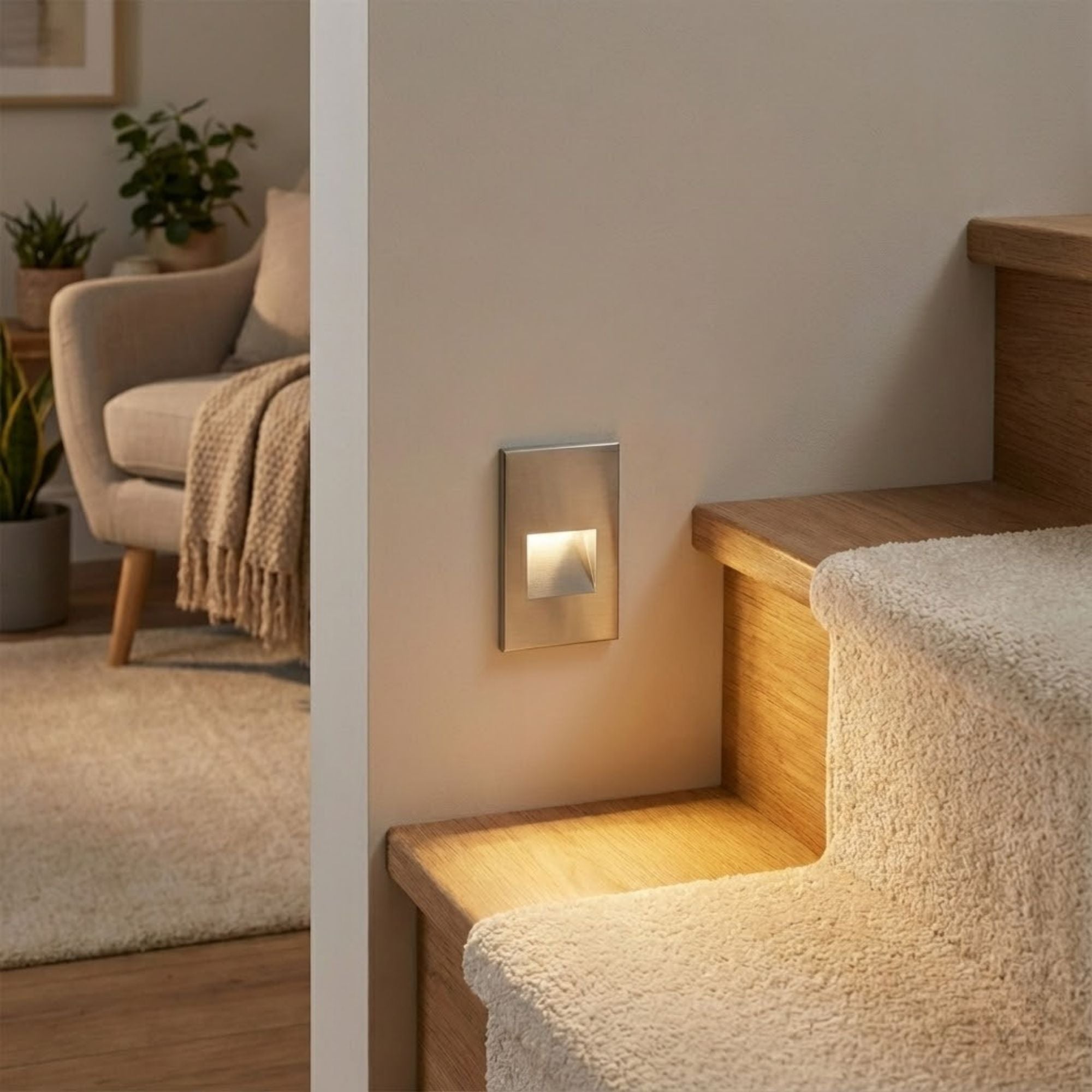 5" High LED Step and Wall Light, Stainless Steel Finish, 2700K