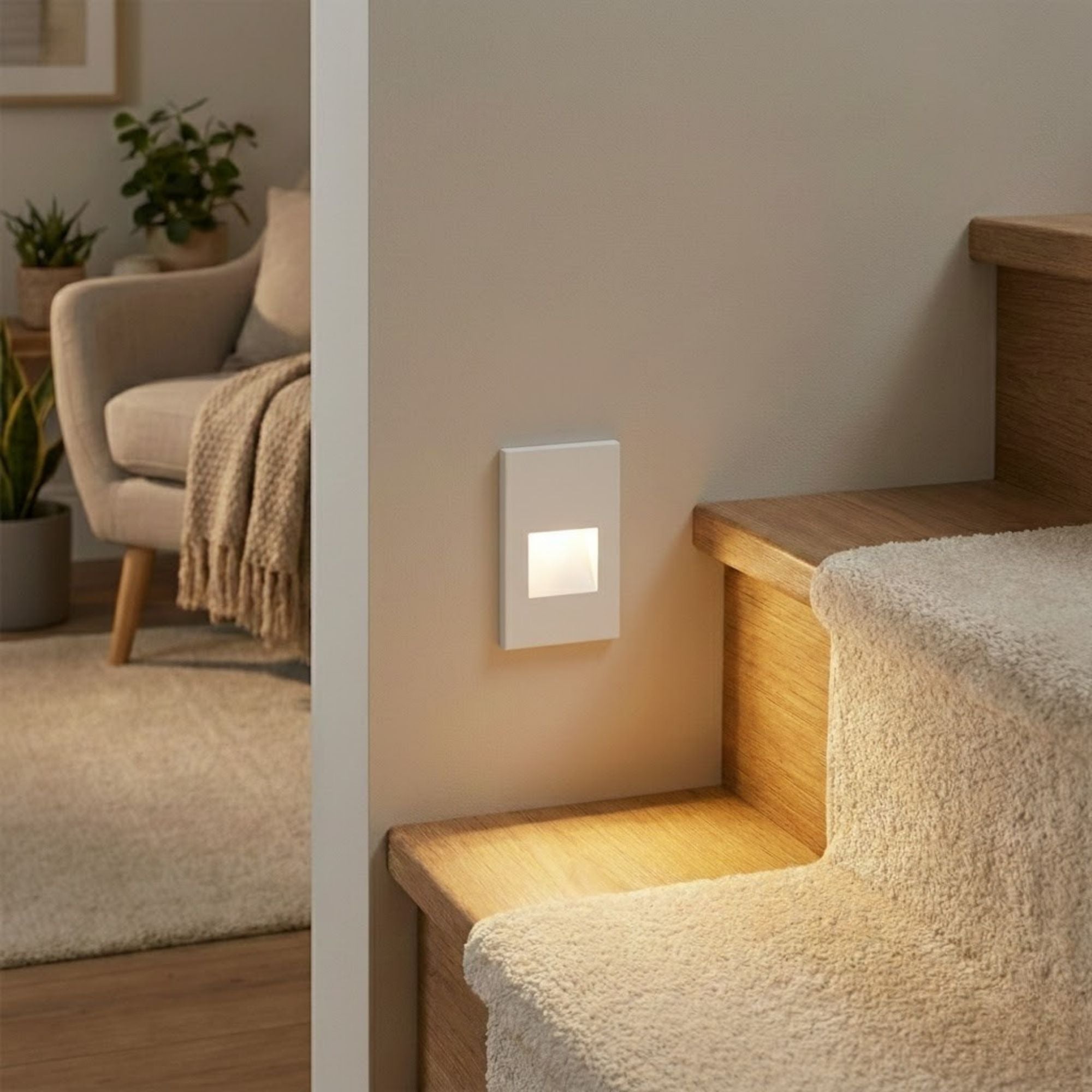 5" High LED Step and Wall Light, White on Aluminum Finish, 2700K