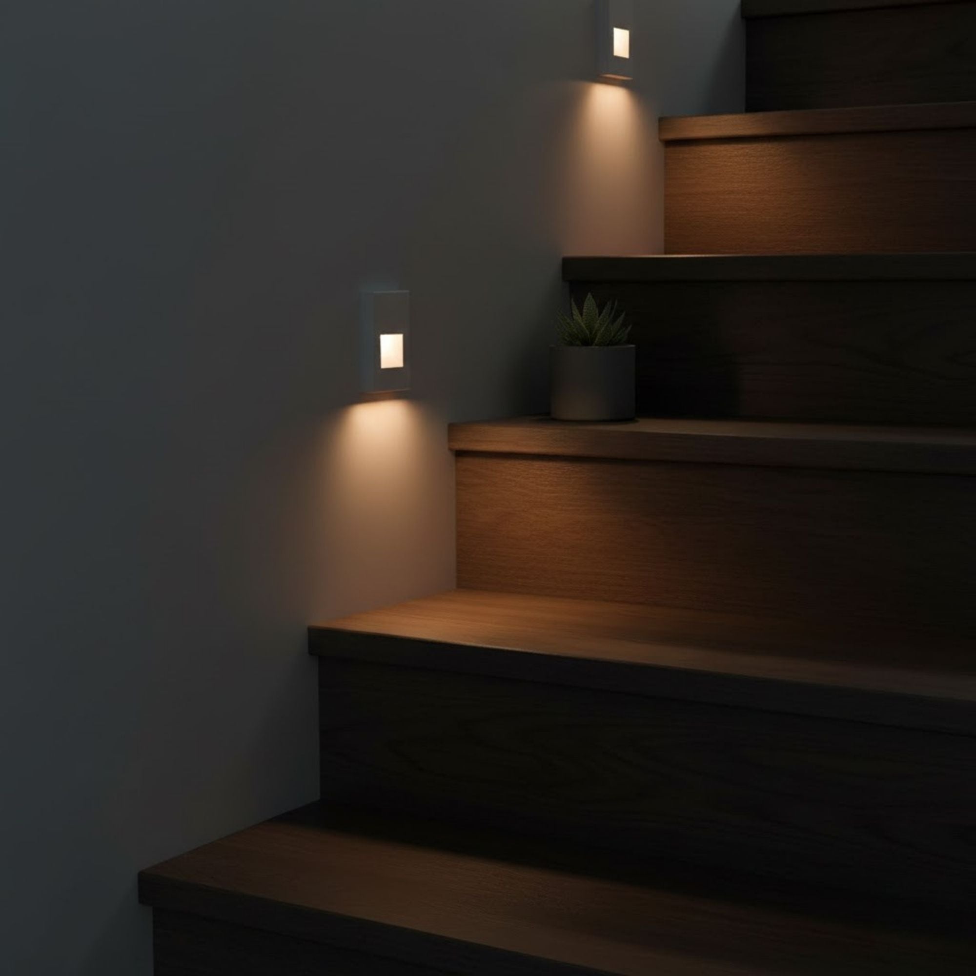 5" High LED Step and Wall Light, White on Aluminum Finish, 3000K