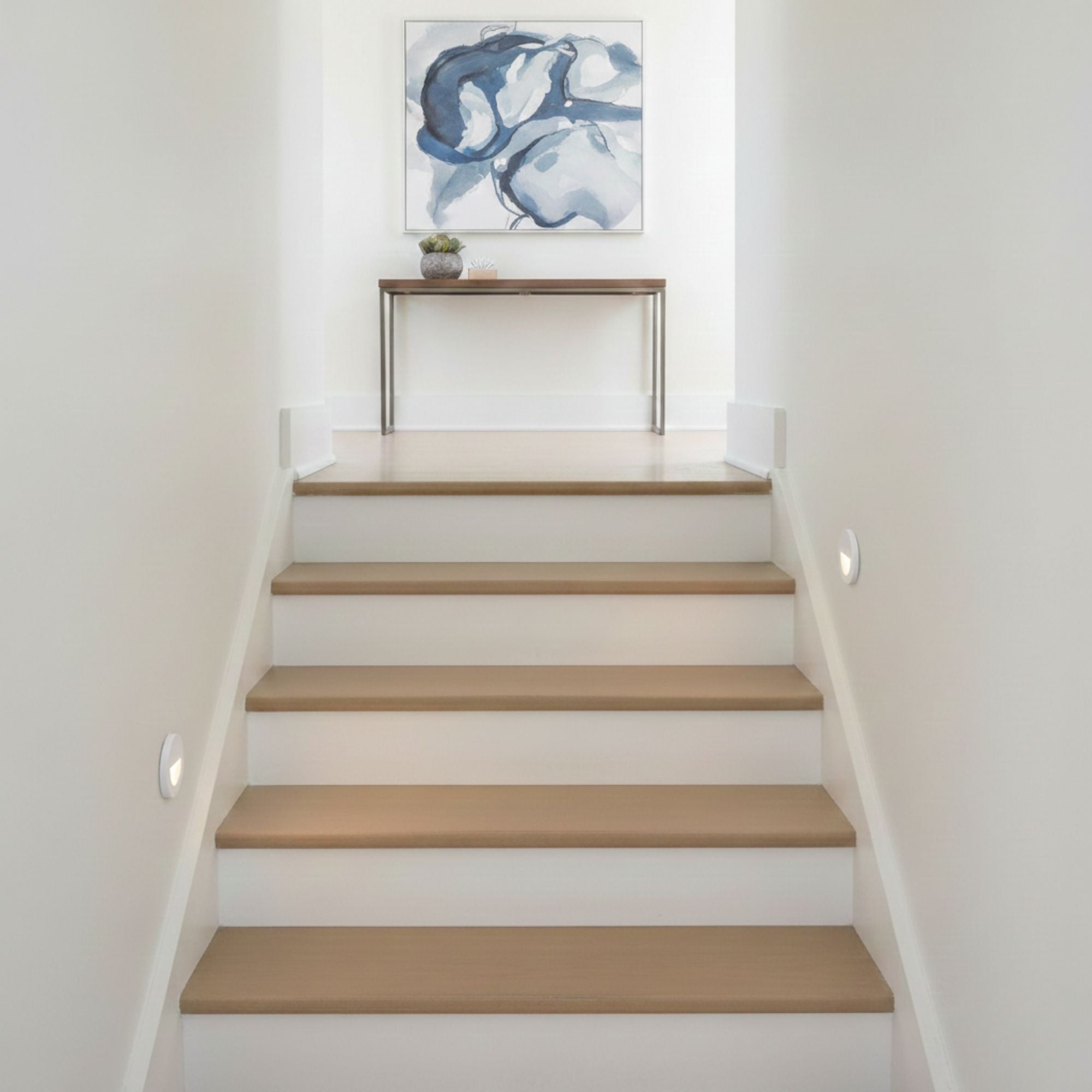 3" Circular Scoop LED Step and Wall Light, White on Aluminum Finish, 3000K