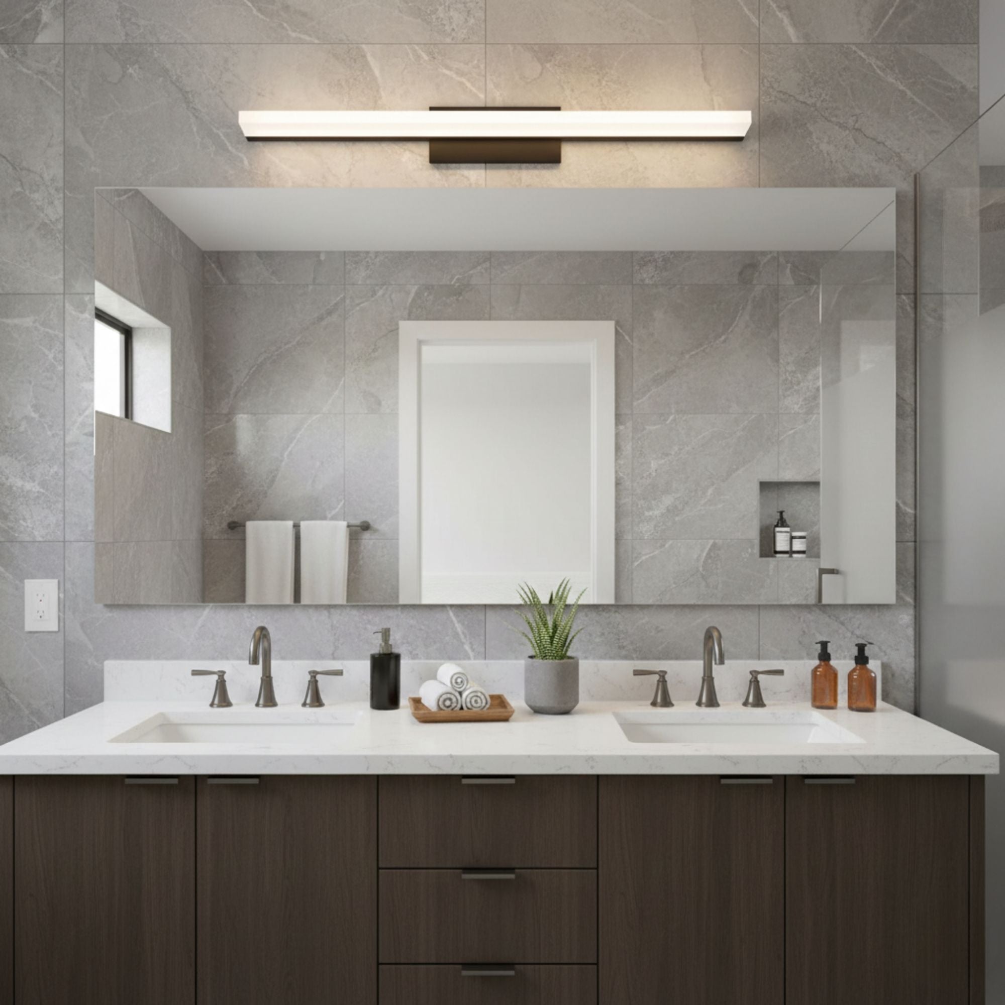 Level 25" LED Bathroom Vanity, Brushed Black Finish