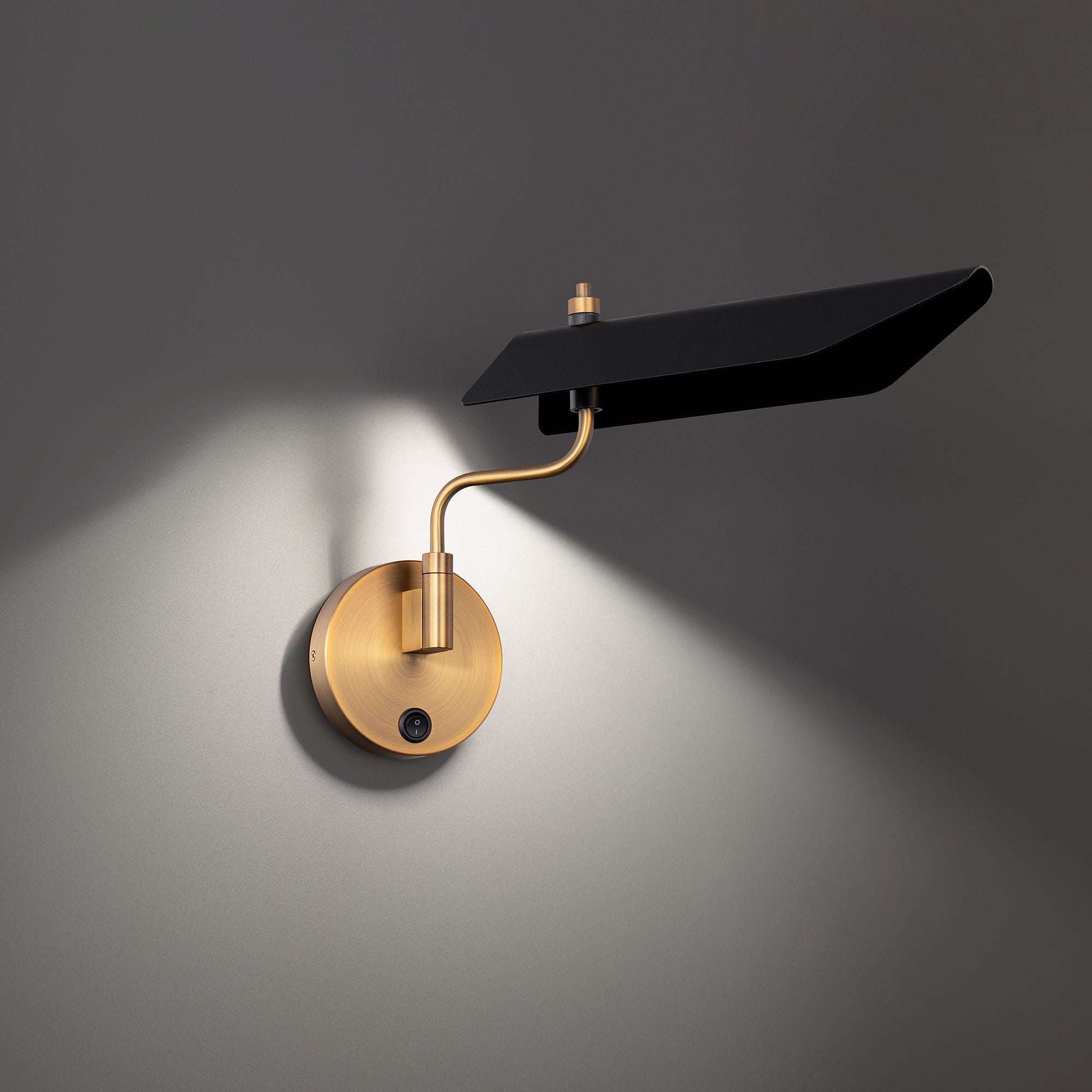 Loyd 17 in. LED Swing Arm Sconce Black & Brass finish - Bees Lighting