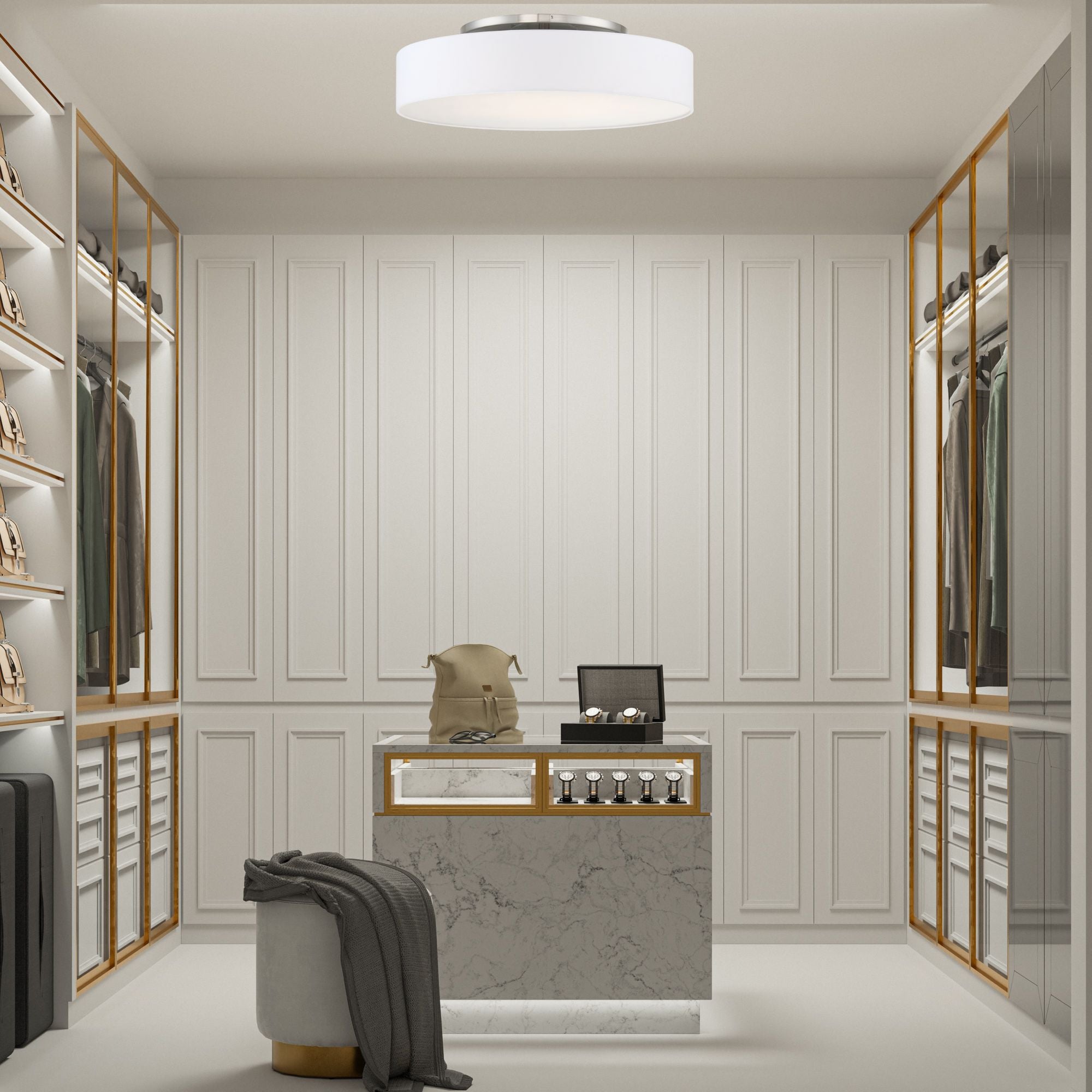 Manhattan 26" LED Semi-Flush Mount, Brushed Nickel Finish