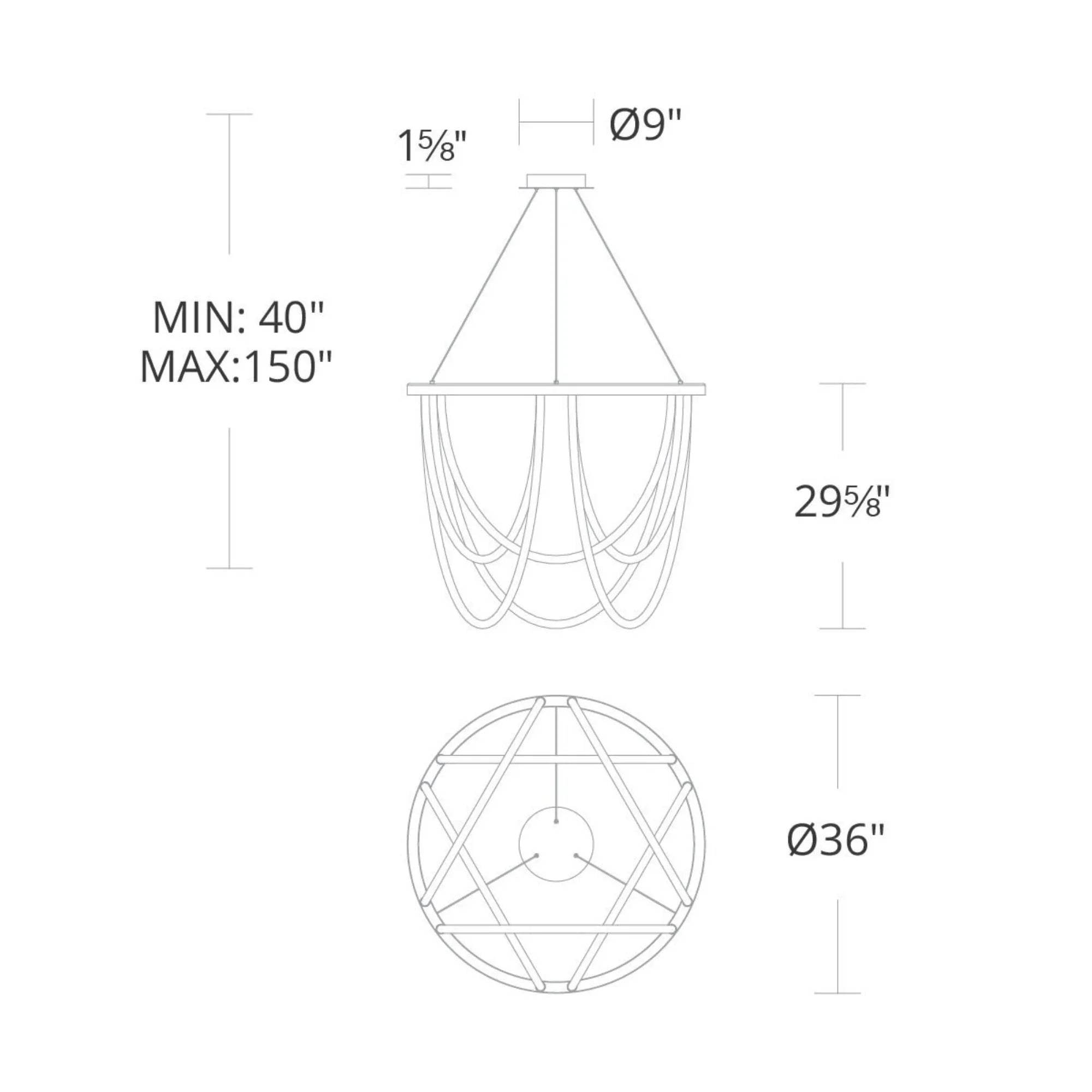 Margarite 36" LED Chandelier, Black Finish