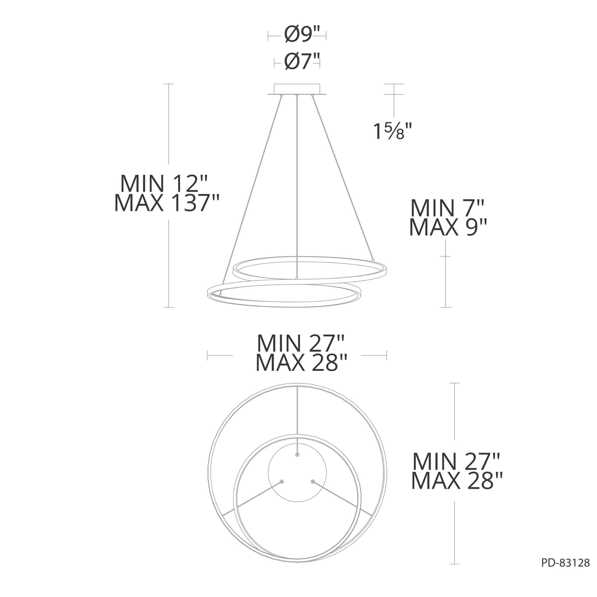 Marques 28" LED Pendant, Black Finish - Bees Lighting