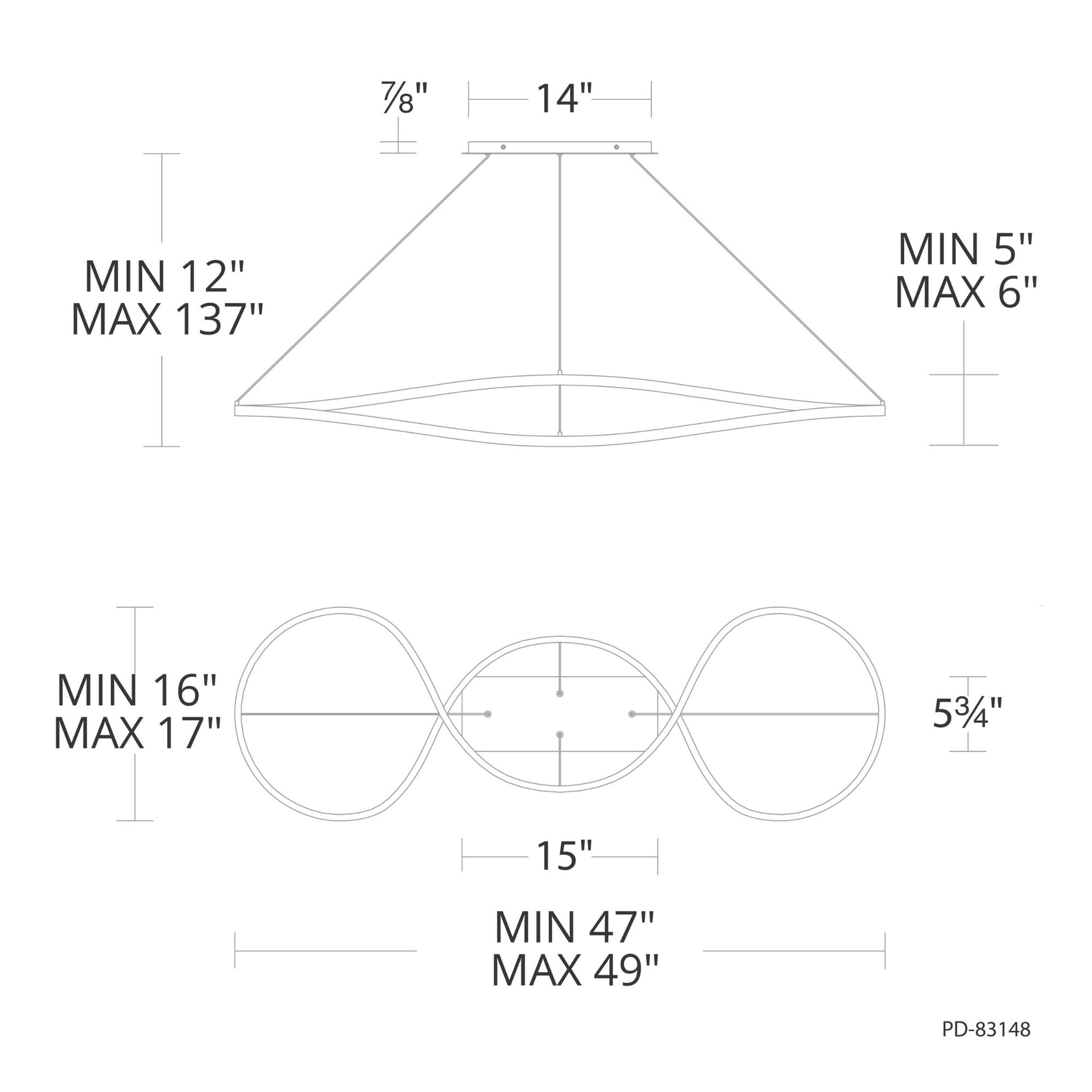 Marques 49" LED Pendant, Black Finish - Bees Lighting