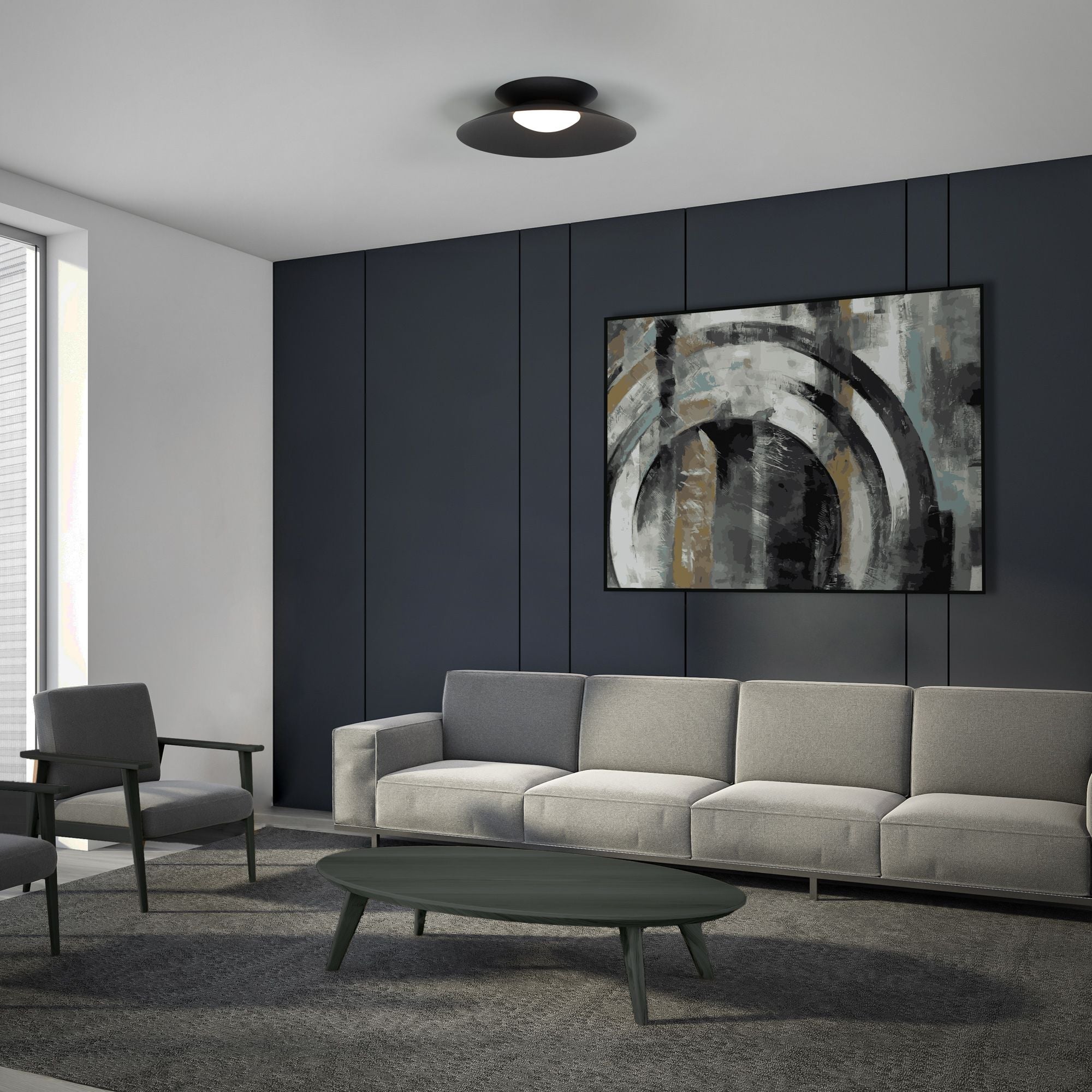 Miso 22" LED Flush Mount, 4CCT, Black Finish