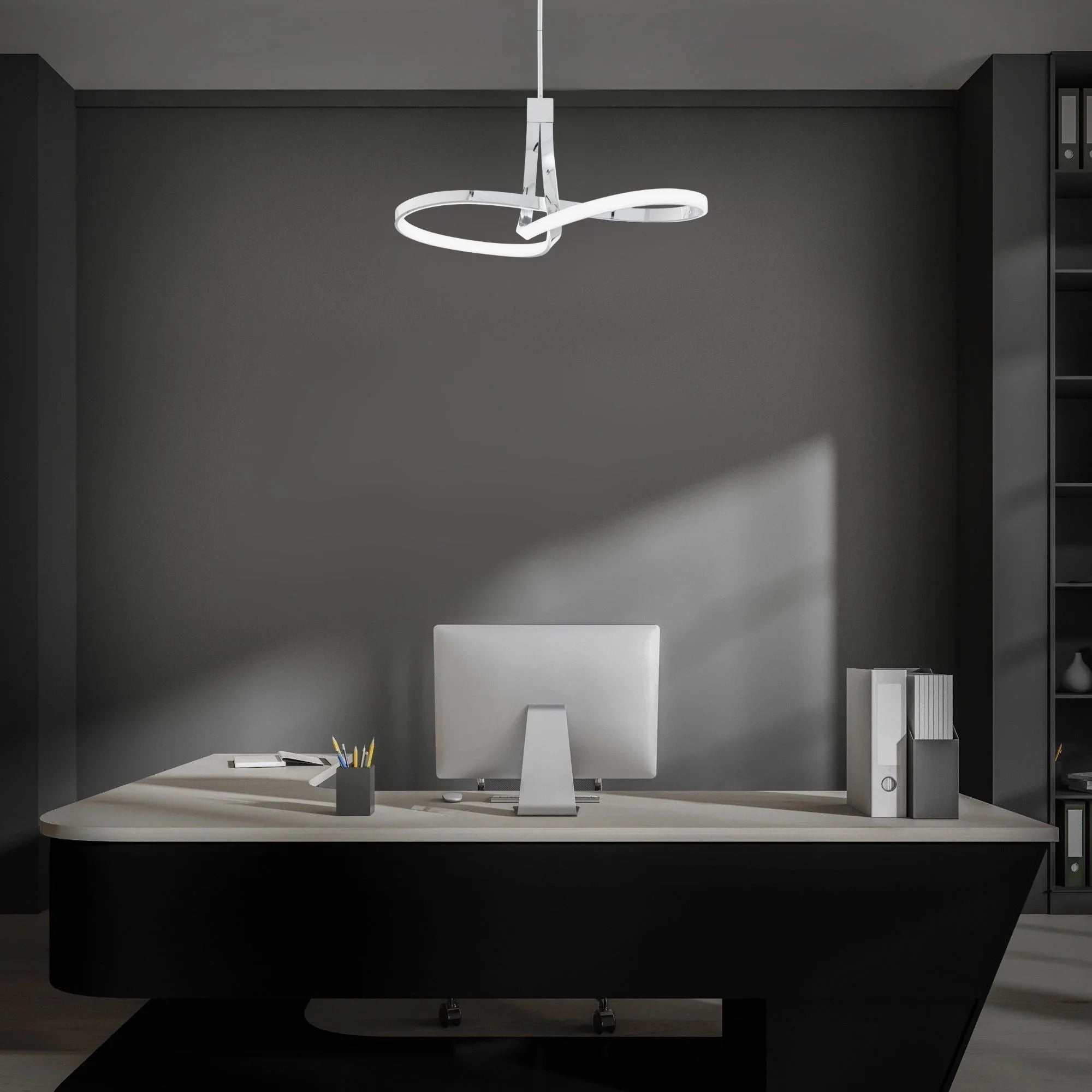 Mobius 33" LED Pendant, Chrome Finish