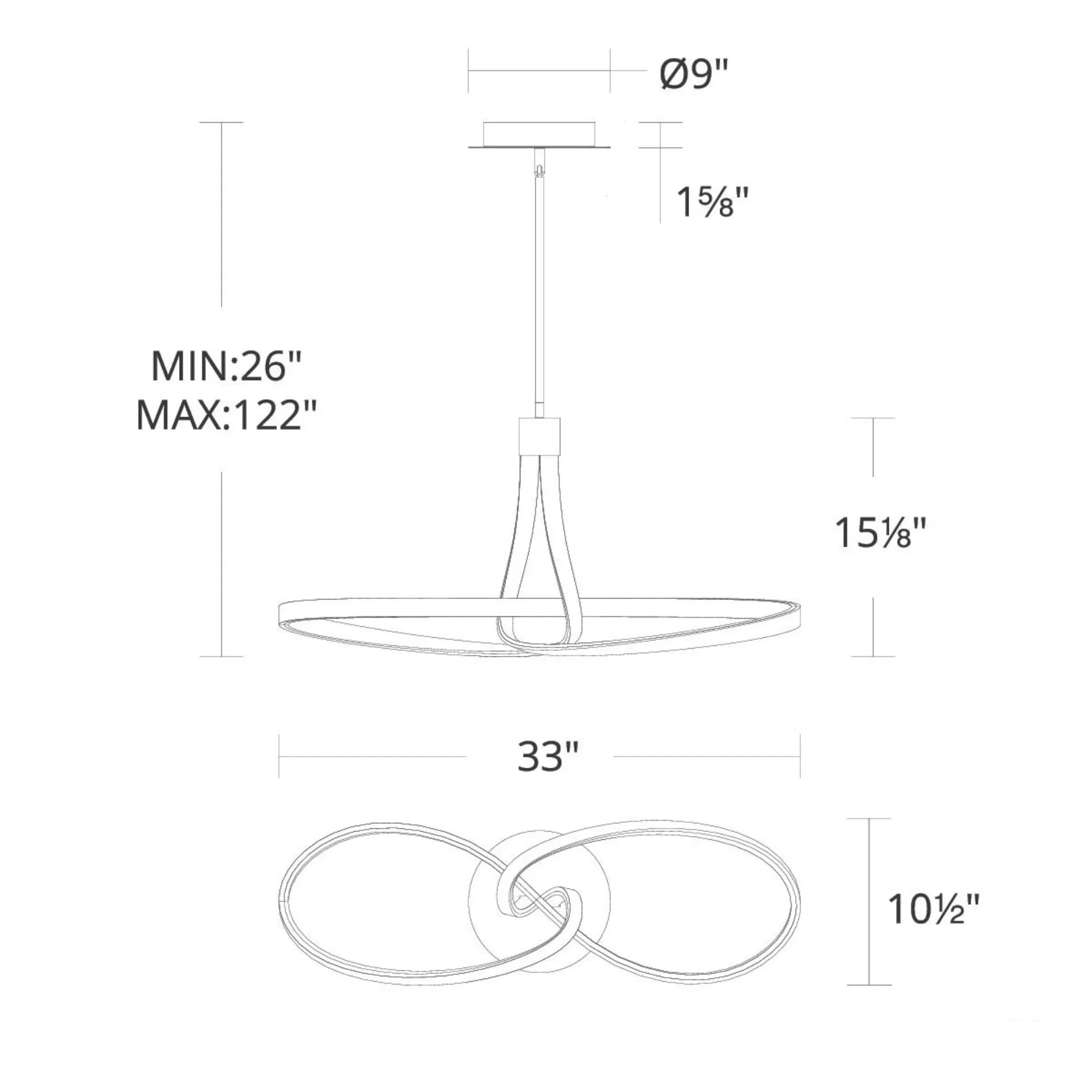 Mobius 33" LED Pendant, Chrome Finish