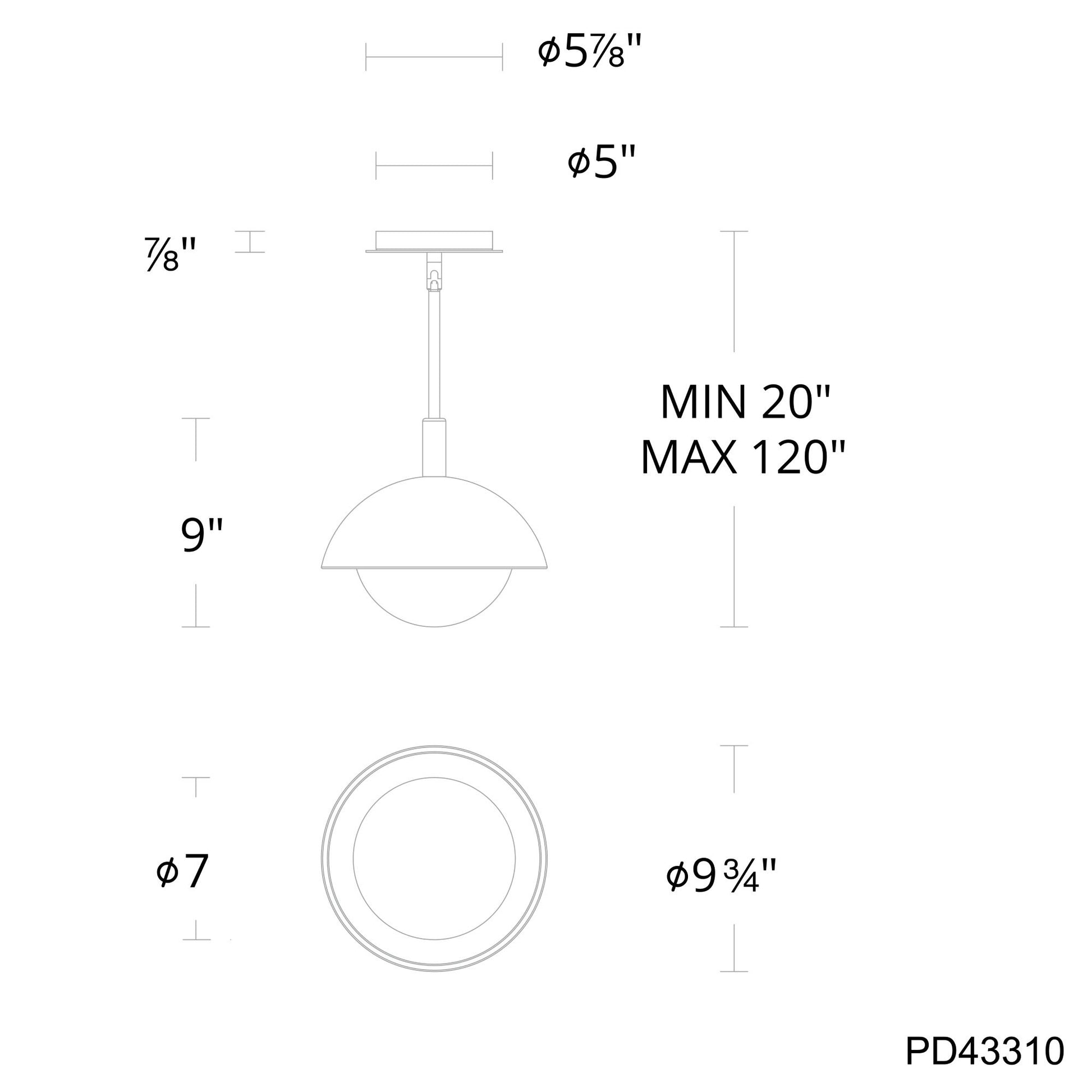 Moonstone 10" LED Pendant, Black Finish - Bees Lighting