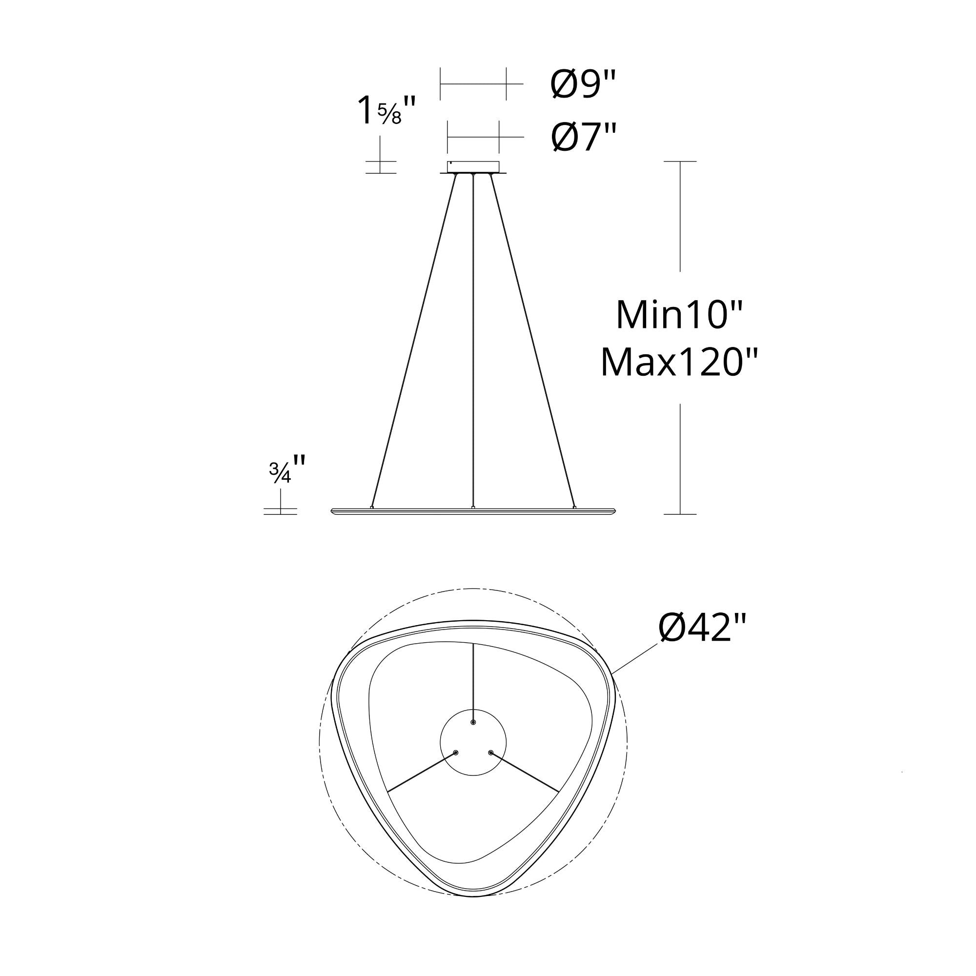 Oyster 42" LED Pendant, 4CCT, Aged Brass Finish