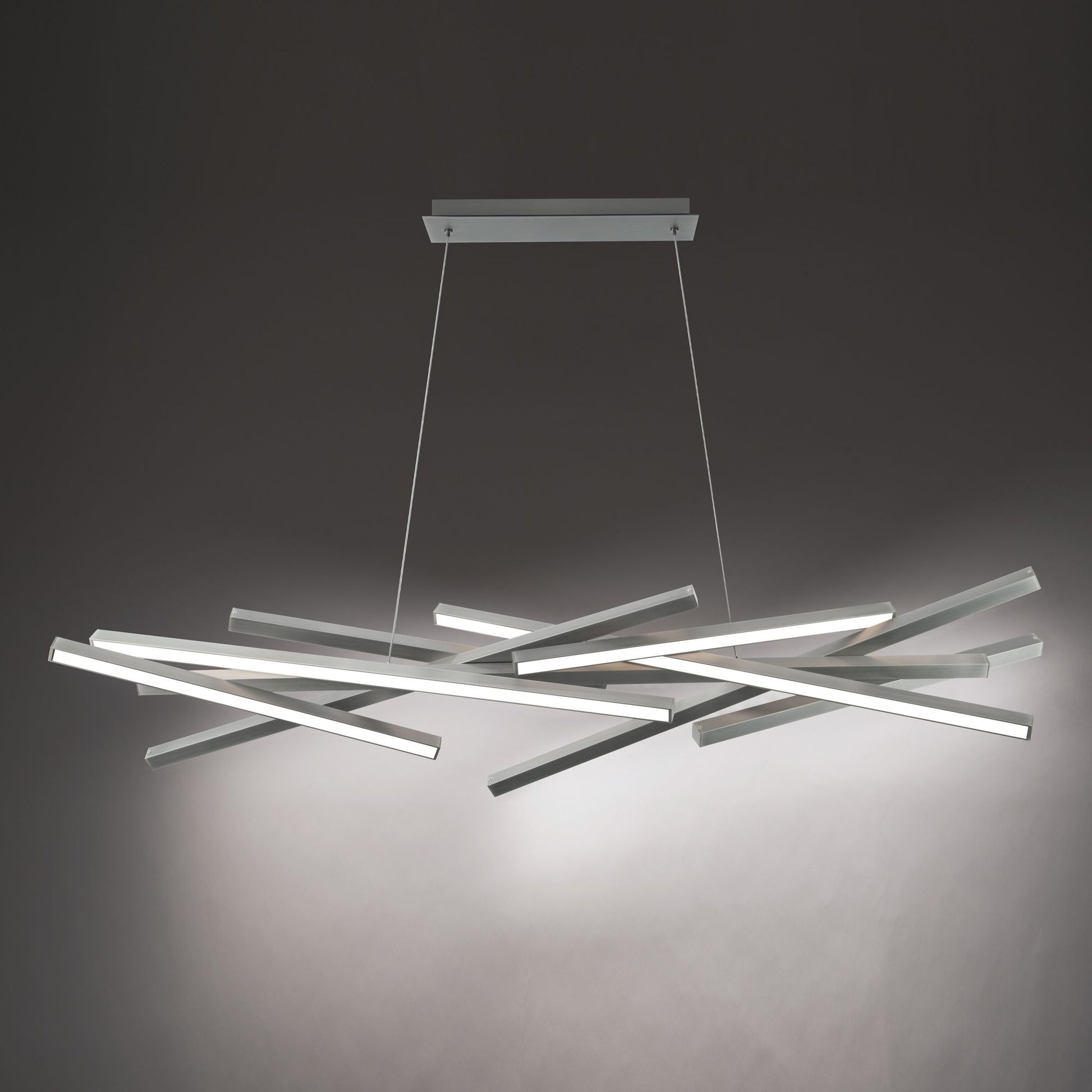 Parallax 55" LED Chandelier, Brushed Nickel Finish - Bees Lighting