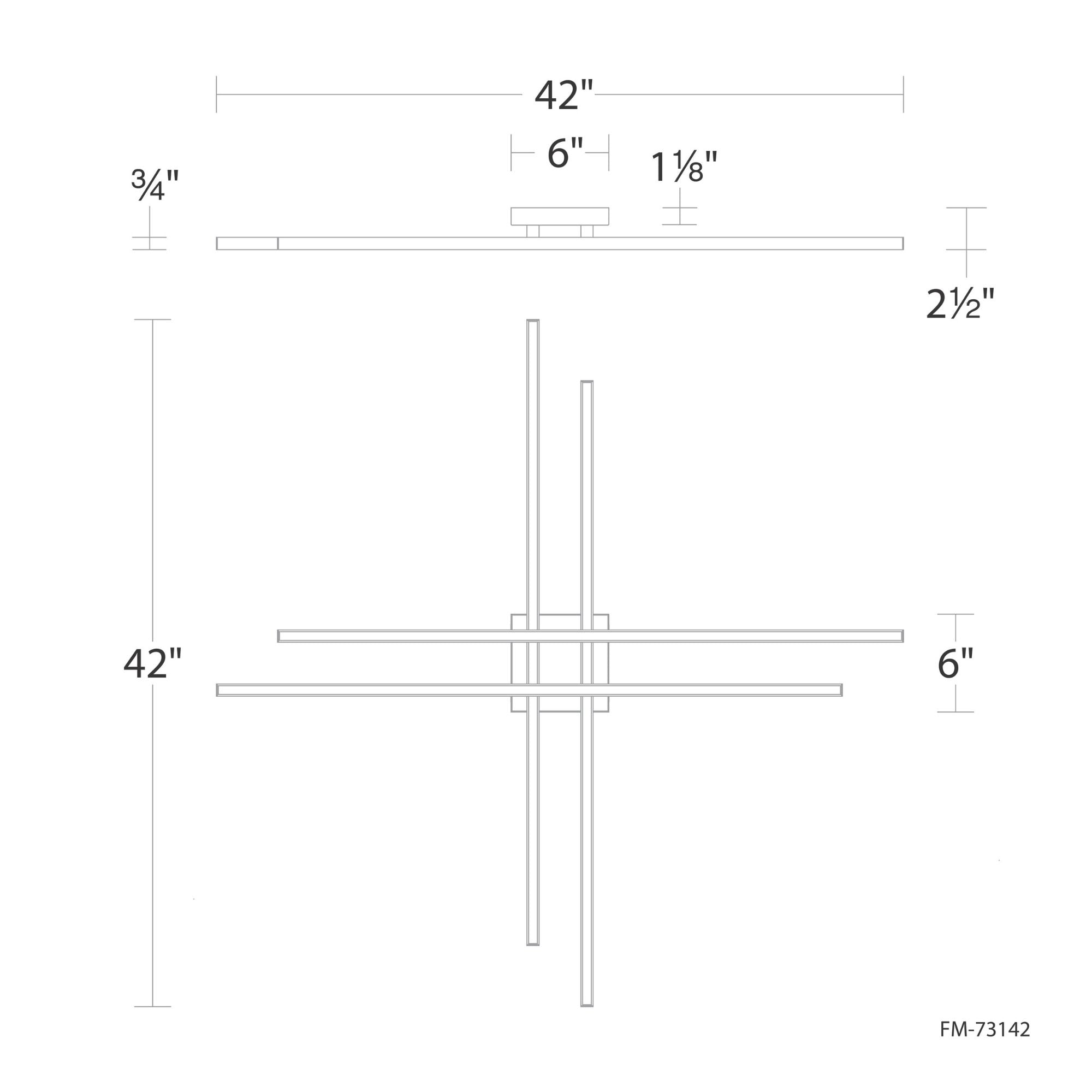 Parallax 42" LED Flush Mount, Black Finish - Bees Lighting